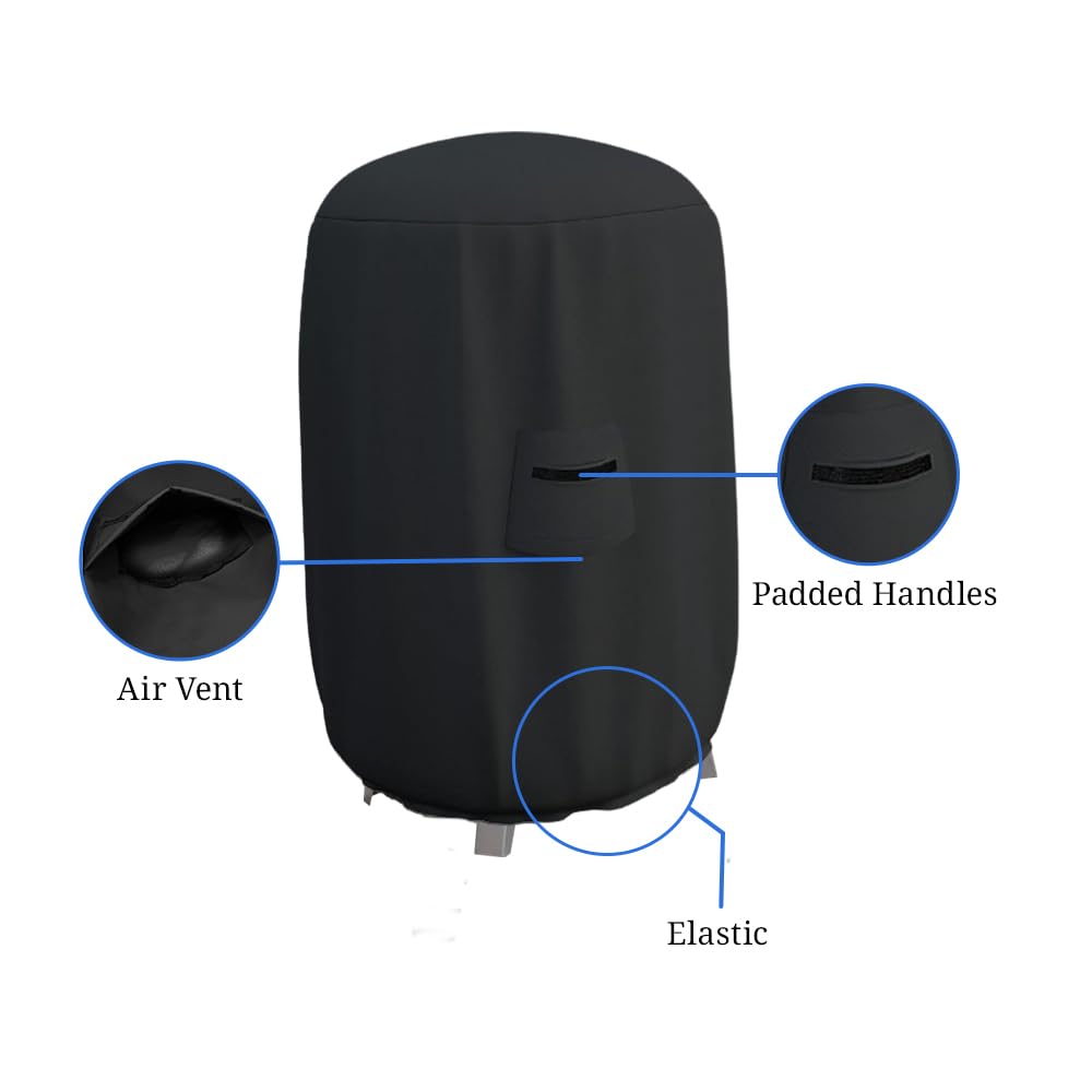 Premium 12 Oz Waterproof BBQ Grill Cover - UV & Weather Resistant Smoker Cover for Dome, Bullet, Barrel, Kettle & Drum Grills (22