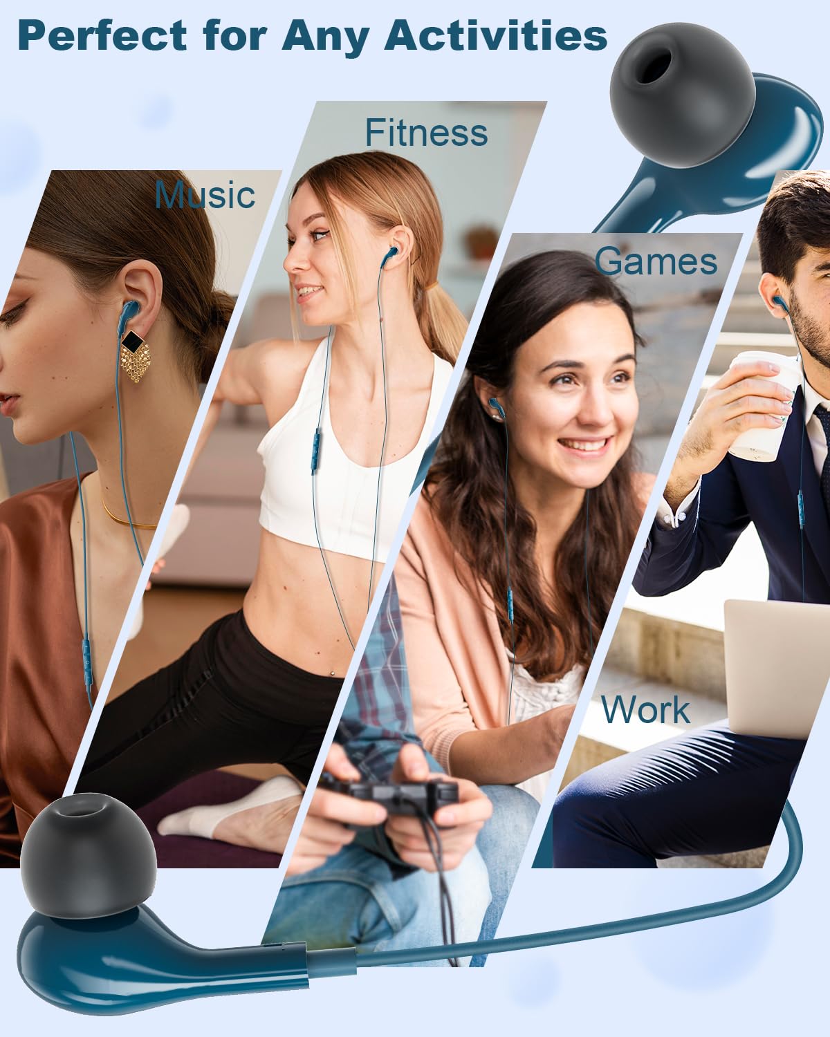 USB C Headphones Wired with Mic - Hi-Fi Magnetic in-Ear Earbuds for Samsung Galaxy S24/S23 Ultra, iPhone 15/16 Pro Max, S22/S21, A55/A35/A53/A54 5G, Pixel 8/7 - Perfect for Gaming, Workouts & Commuting