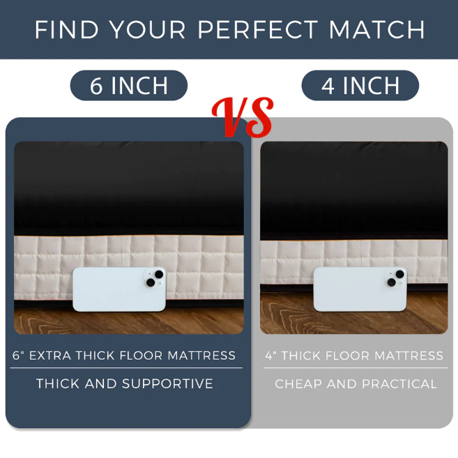 MAXYOYO 6-Inch Extra Thick Floor Futon Mattress - Geometric Diamond Pattern in Black | Foldable Guest Bed, Dorm Room Mattress & Space-Saving Floor Cushion
