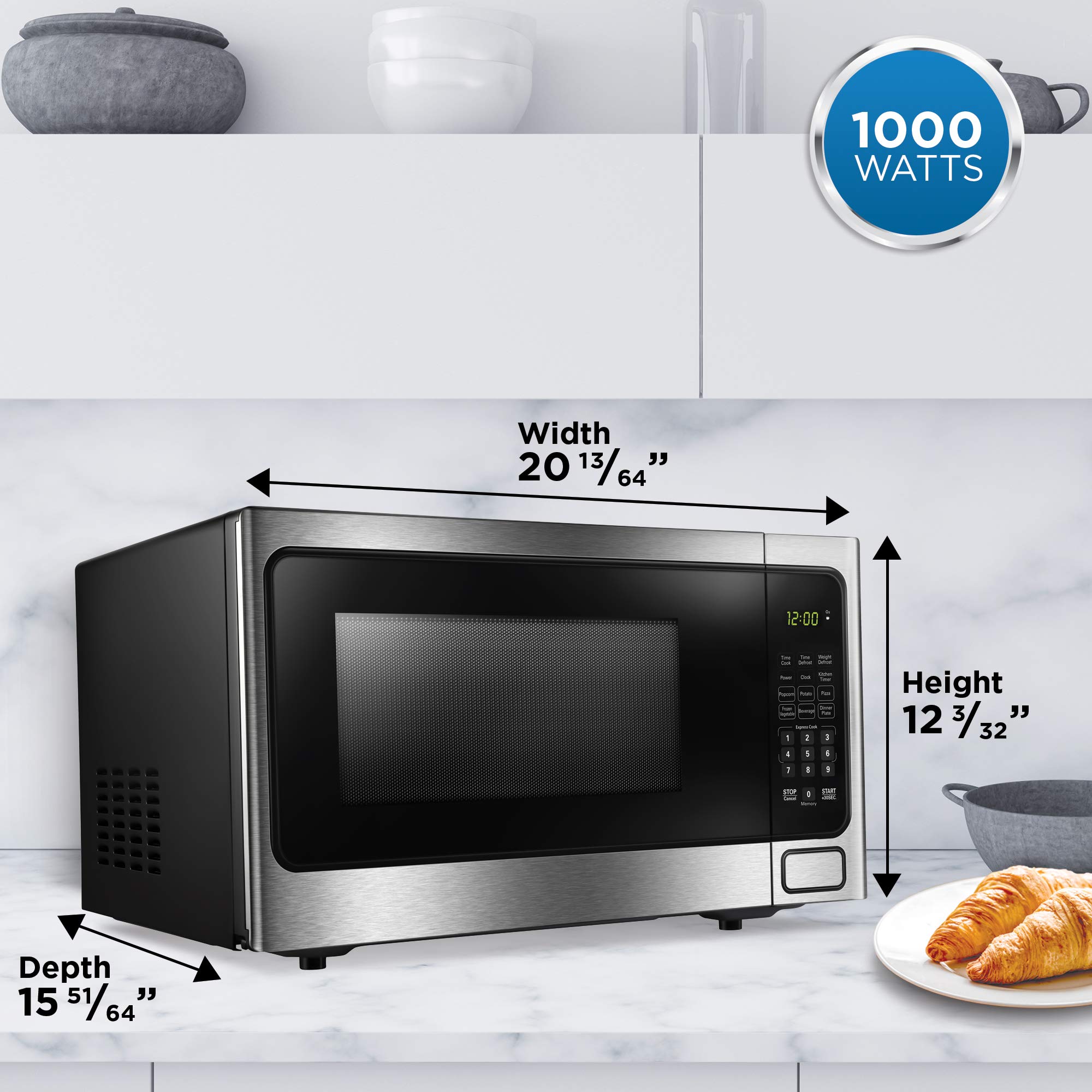 Danby DDMW1125BBS 1.1 Cu. Ft Compact Countertop Microwave Oven - Stainless Steel Design for Small Kitchens, Dorms & Office Spaces