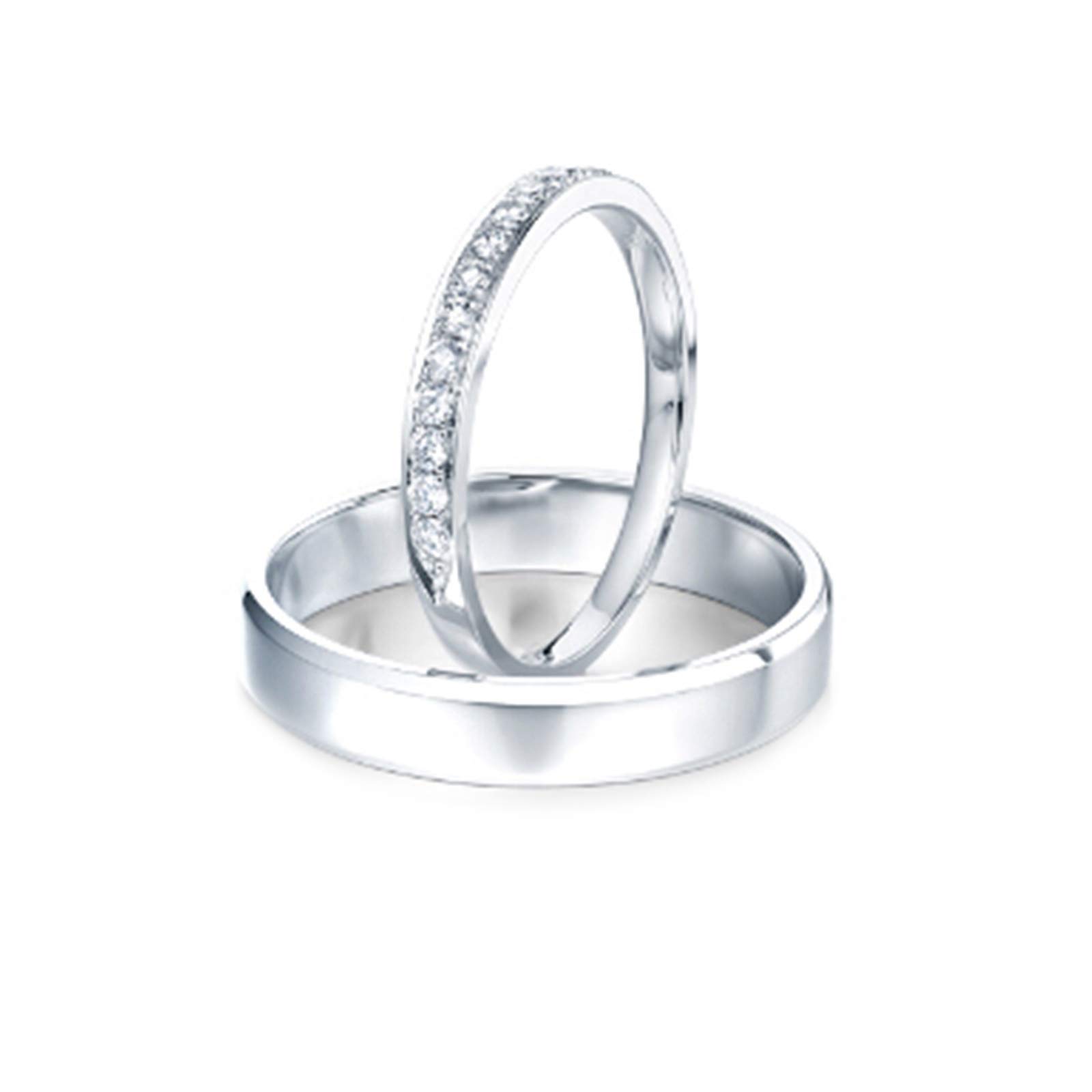 Daesar Platinum Rings for Men & Women - Unique Engagement & Anniversary Ring Set with Round Diamond - Elegant White Gold Wedding Band for Couples - Perfect for Proposals, Weddings & Special Occasions