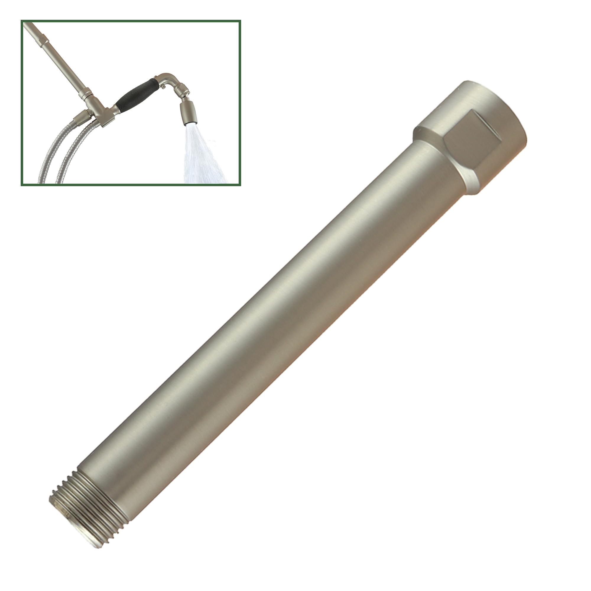 High Sierra Showerheads® - E-Z REACH Solid Metal Shower Arm Extension - Adjustable Shower Head Extender for Lowering Existing Shower Heads & Handheld Units - Brushed Nickel Finish - Perfect for Tall Users & Accessible Bathing