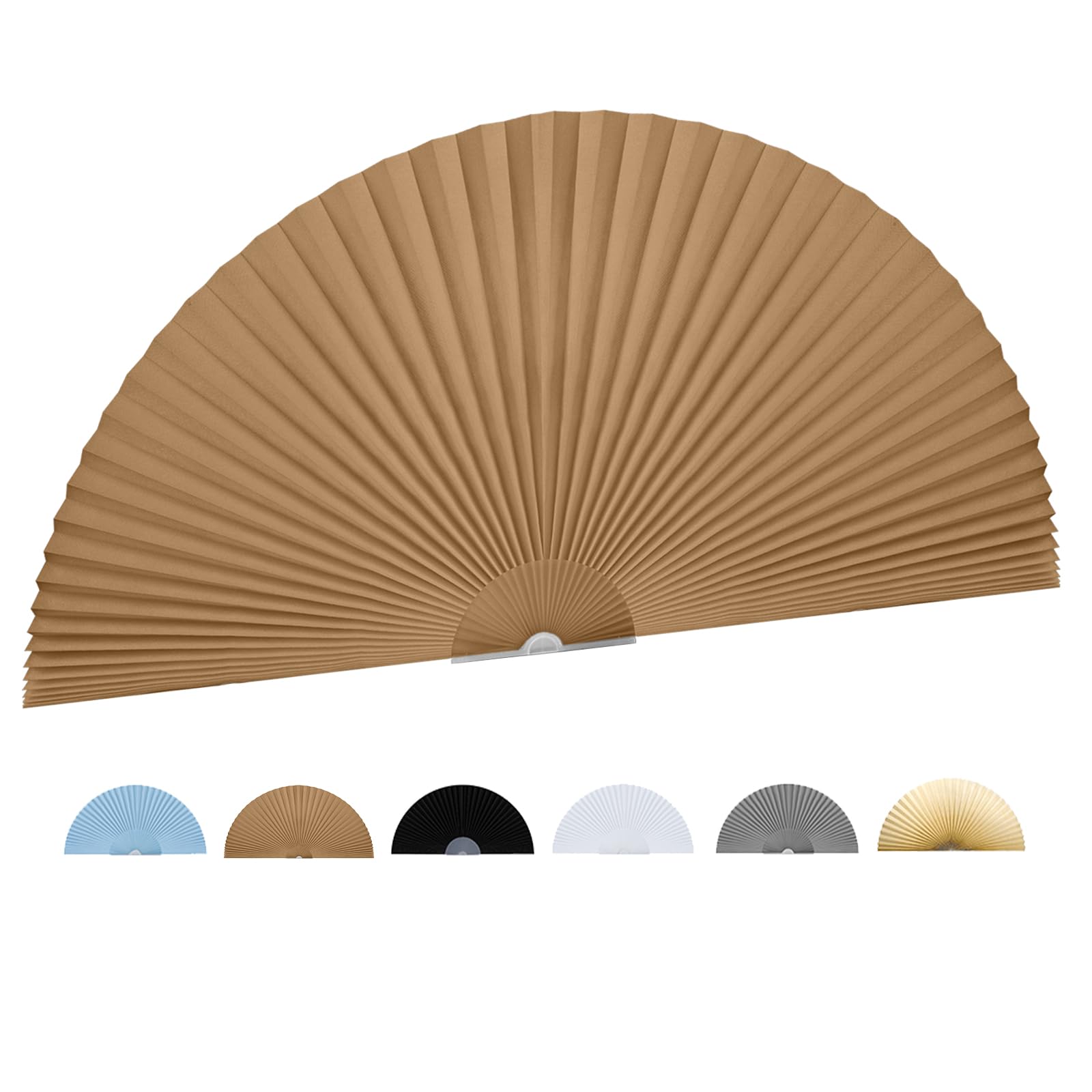Half Circle Arch Window Shades - 36x18 Inches Brown Pleated Fabric Blinds | Light Filtering Semi Circle Window Coverings | Easy to Cut & Install | Perfect for Dormers, Attics & Unique Shaped Windows