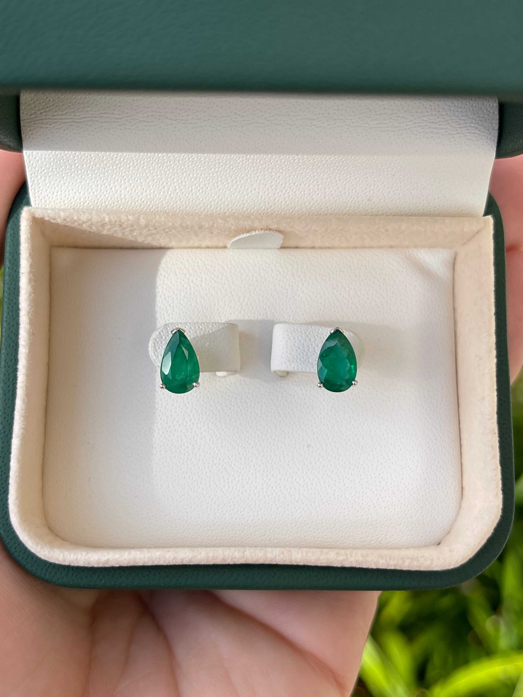 2.0tcw Natural Dark Forest Emerald Pear Cut Teardrop Pendant - 14K White Gold Jewelry for Women - Perfect for Weddings, Anniversaries & Special Occasions