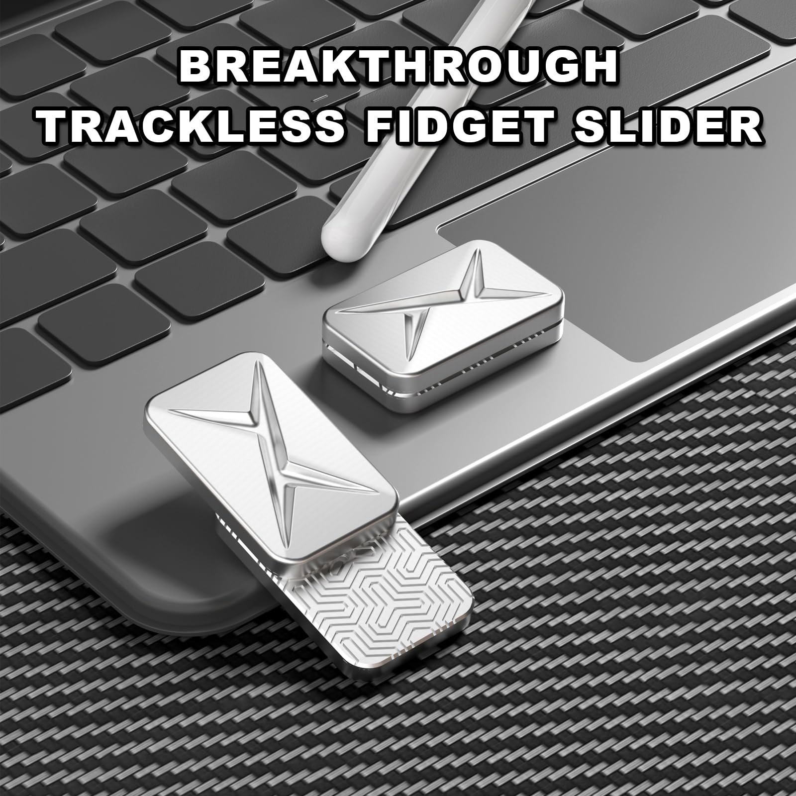 Premium Fidget Slider Toy for Adults - Smooth Trackless Design for Stress Relief, ADHD, ADD & Autism - Perfect for Office, Home & Travel - Original Silver Sensory Toy Gift