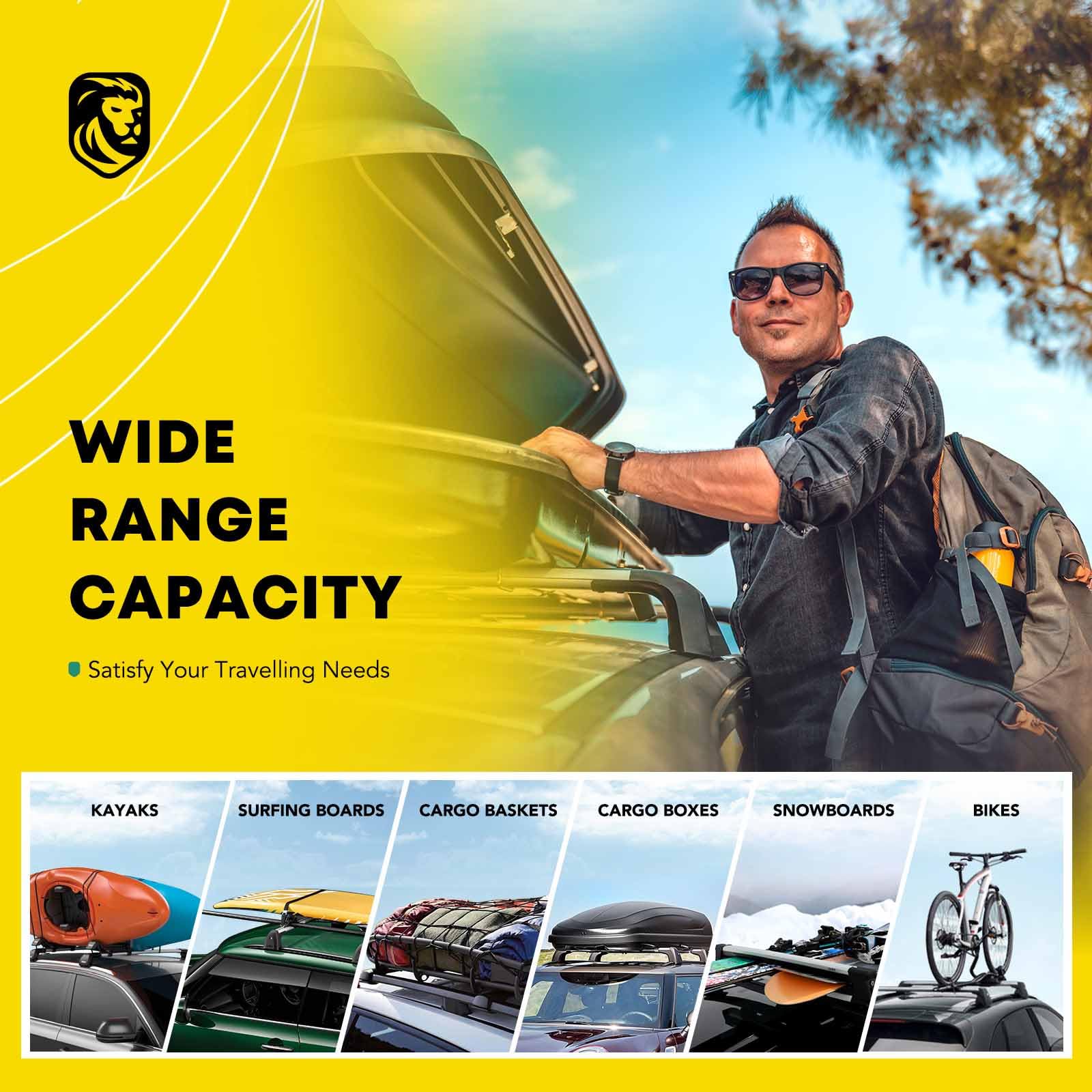 Tesla Model Y Roof Rack Cross Bars (2020-2023) - 165 lbs Capacity Aluminum Alloy Cargo Bars for Rooftop Tents, Kayaks, Bikes, Luggage, Snowboards & Canoes | Perfect for Outdoor Adventures & Road Trips