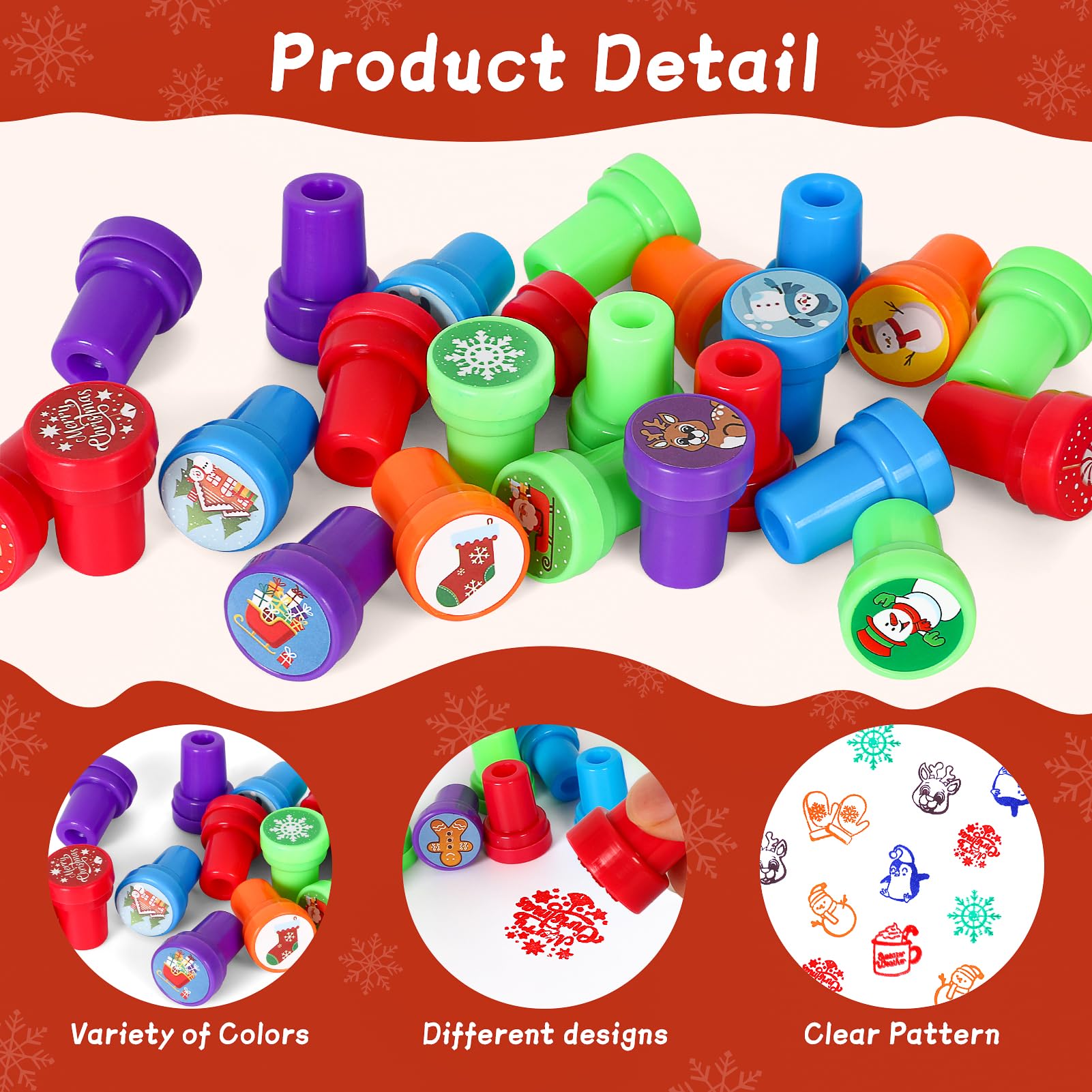40 Pcs Christmas Stamps for Kids - Holiday Decorations, Party Favors, Stocking Stuffers & Goodie Bag Fillers - Fun Xmas Gifts & Prizes for Children - Perfect for Holiday Crafts, DIY Cards & Classroom Activities