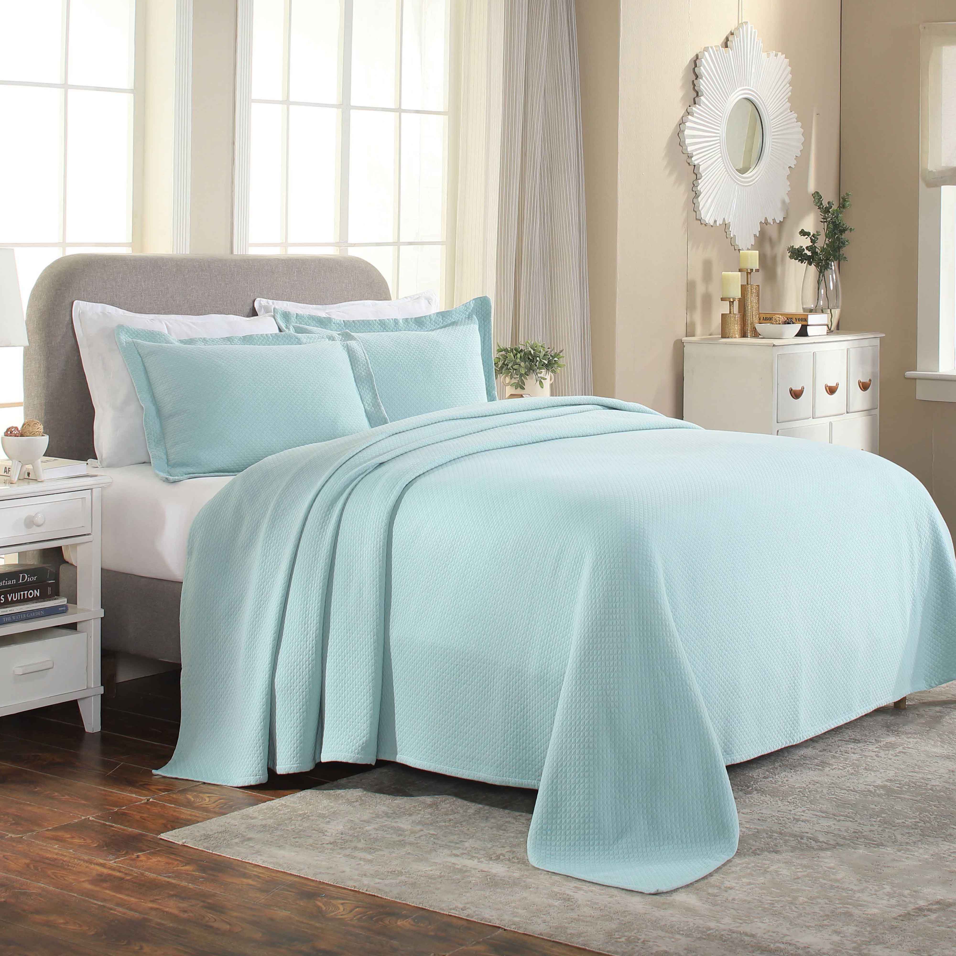 Luxury Jacquard Matelassé Cotton Diamond Solitaire Bedspread Set - Queen Size Bedding Coverlet for Master Bedroom, Guest Room & Hotel Decor