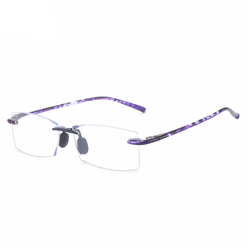 Stylish HD Frameless Square Blue Light Blocking Reading Glasses - Perfect for Computer Work, Gaming & Digital Eye Strain Relief
