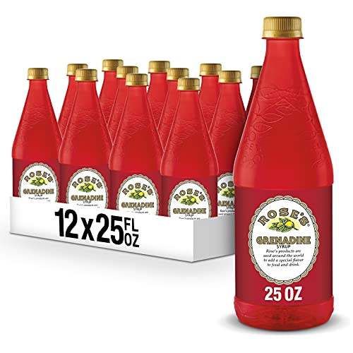 Premium Rose's Grenadine Syrup - 25 fl oz Bottles (Pack of 12) | Cocktail Mixer for Margaritas, Shirley Temples & Mocktails | Bar Essentials for Home Bartenders & Professional Mixologists