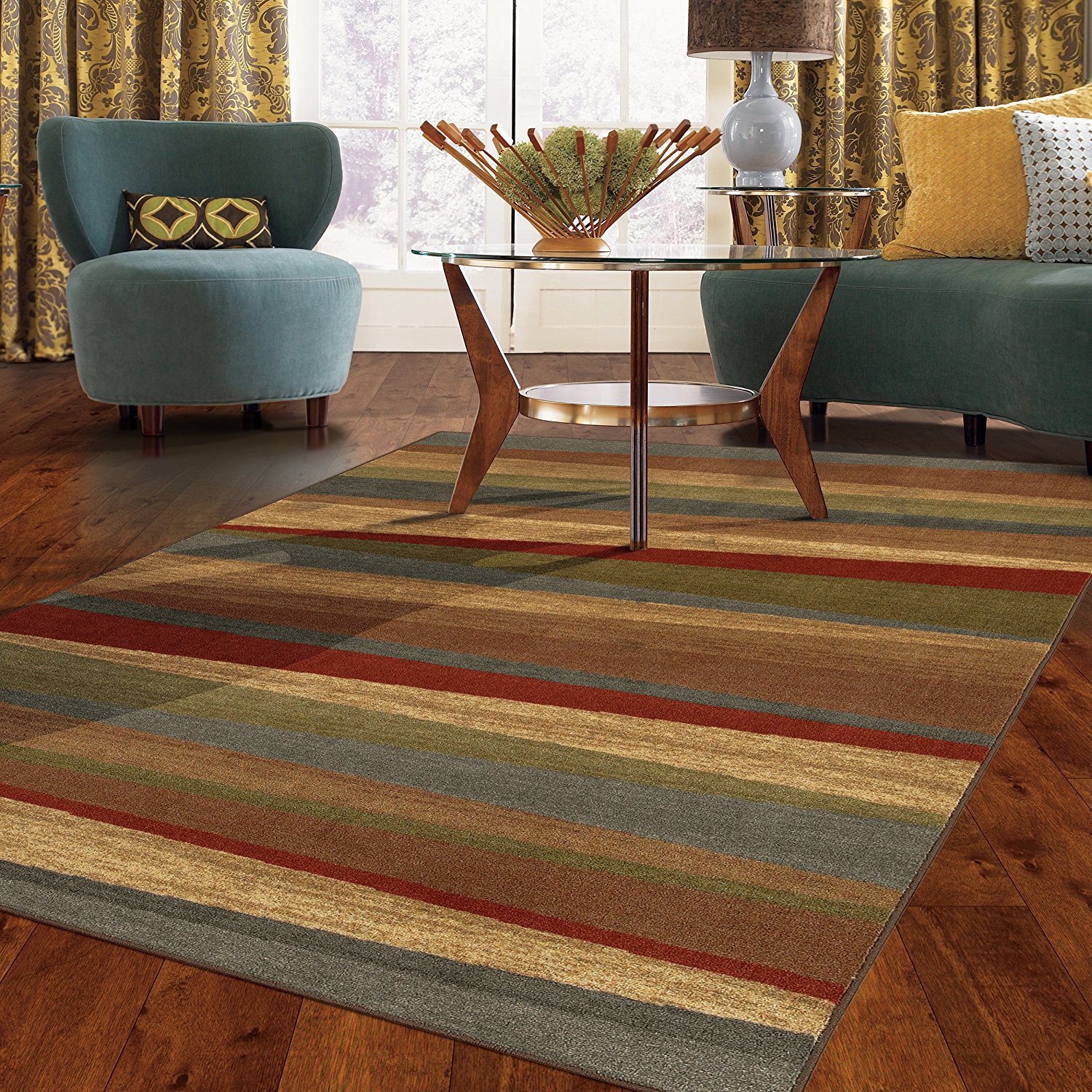Mohawk Home Mayan Sunset Stripe 5' x 8' Area Rug in Tan - Soft Non-Slip Living Room Rug, Dining Room Carpet, Office Decor - Perfect for Home, Bedroom & High Traffic Areas