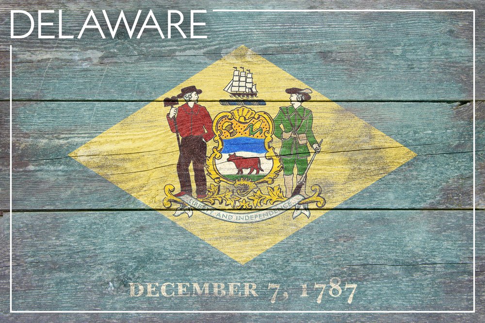 Delaware State Flag Metal Wall Art - 12x18 Rustic Aluminum Decor, Gallery Quality for Home & Office Display