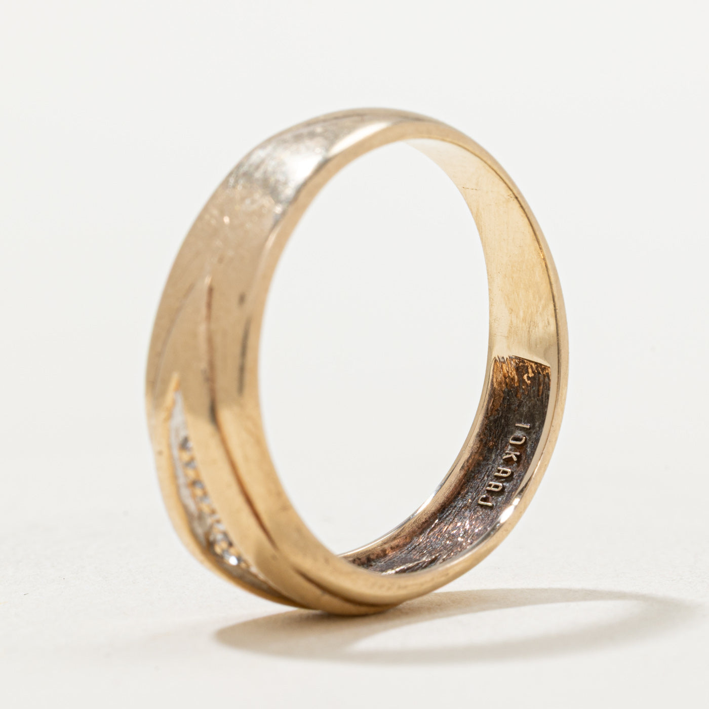 0.005ct Single Stone Diamond Textured Wedding Band Ring Size 9.5 - Elegant & Durable for Engagement, Anniversary, or Everyday Wear