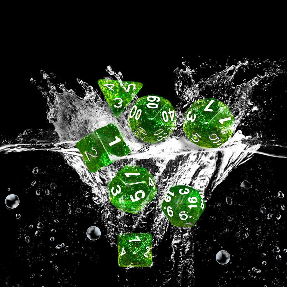 Premium 10-Sided RPG Dice Set for Dungeons & Dragons, D&D, Pathfinder & Tabletop Games - Includes D20 in Vibrant Green - Perfect for Fantasy Roleplaying, Campaigns & Game Nights