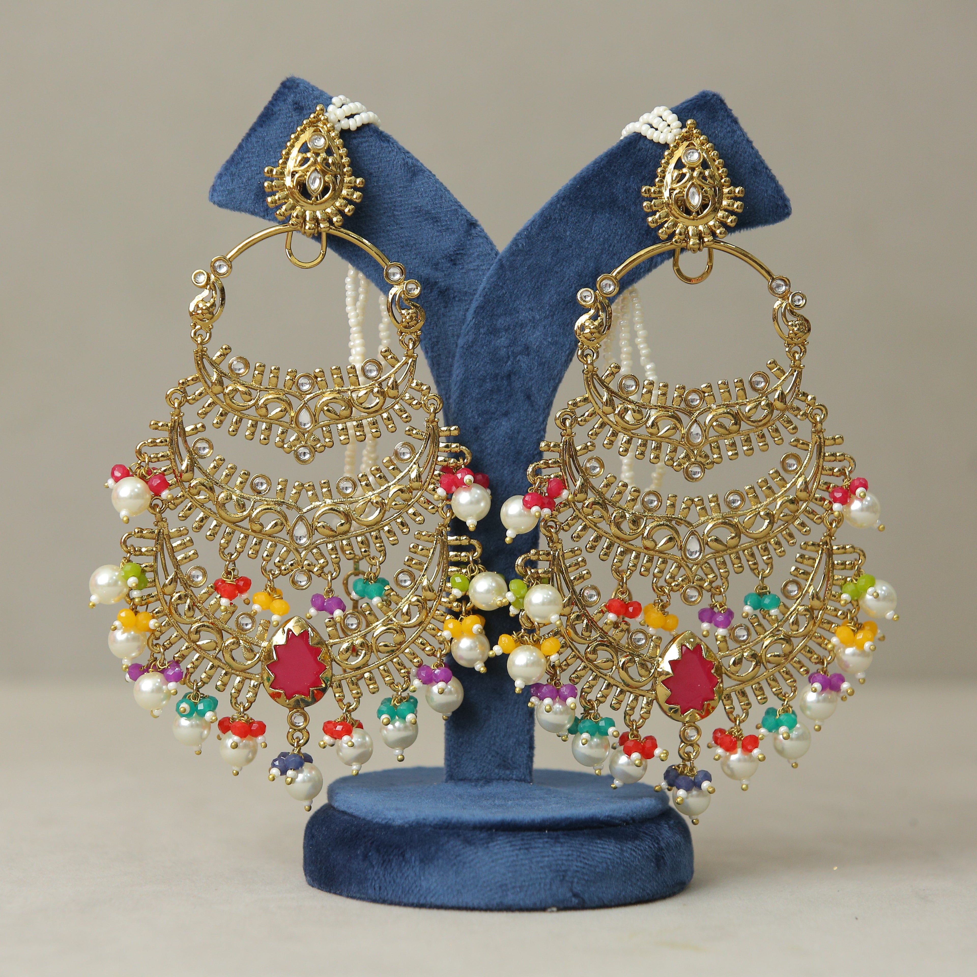 Exquisite Ananya Kundan Earrings for Women – Handmade Indian Jewelry with Kundan Stones – Perfect for Weddings, Parties & Festive Occasions