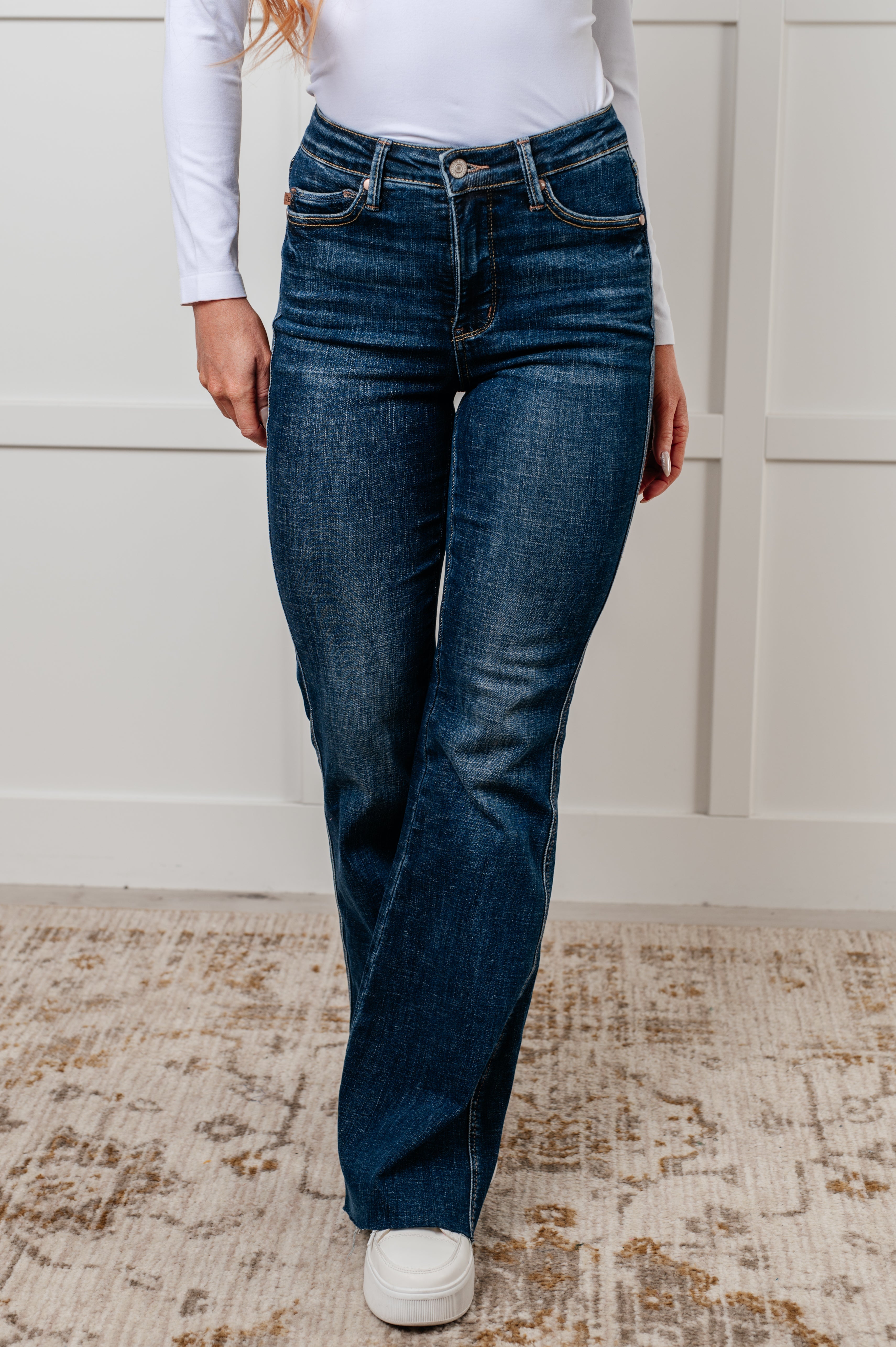 Edna High Rise Control Top Pocket Flare Jeans for Women - Slimming Tummy Control Denim Pants - Perfect for Casual Outfits, Workwear & Date Nights