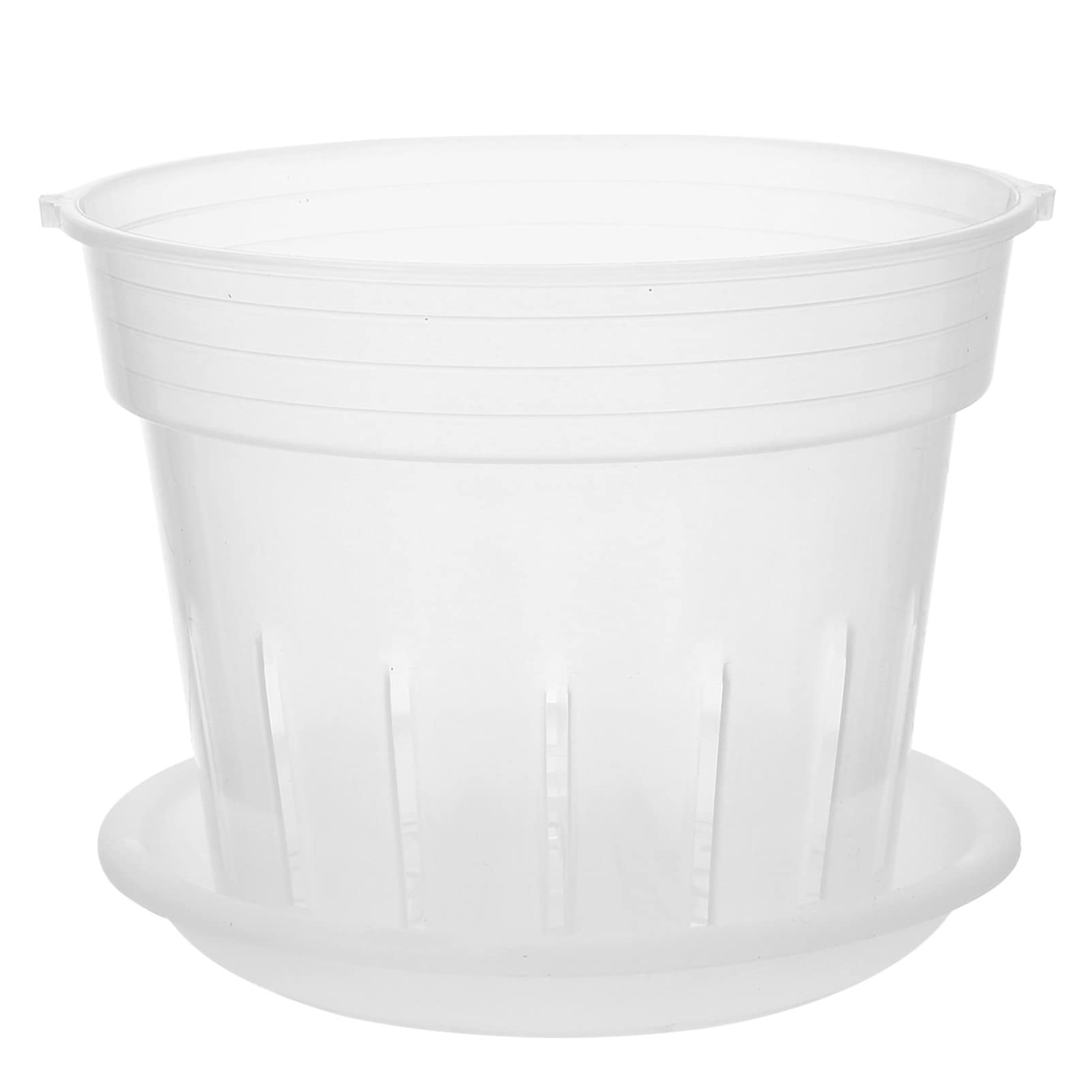 **Clear Slotted Orchid Pots with Saucers - Breathable Plastic Planters with Drainage Holes for Orchids, Succulents & Indoor Plants - Perfect for Home Gardening, Nursery & Decorative Plant Displays**