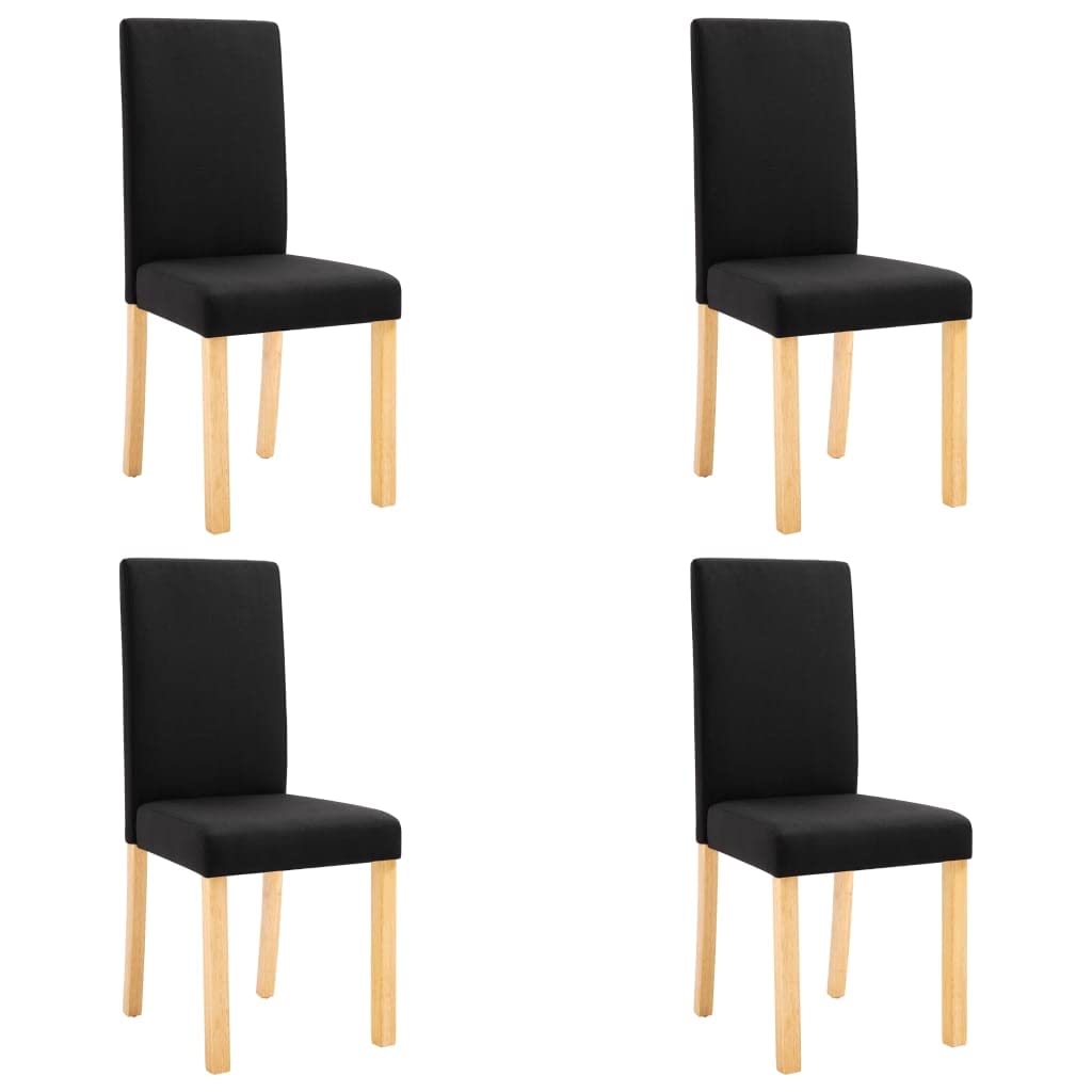 SKM Modern Dining Chairs Set of 4 - Black Fabric Upholstered Kitchen Chairs with Sturdy Metal Legs (Model 9227) - Perfect for Dining Room, Kitchen, Breakfast Nook & Small Spaces