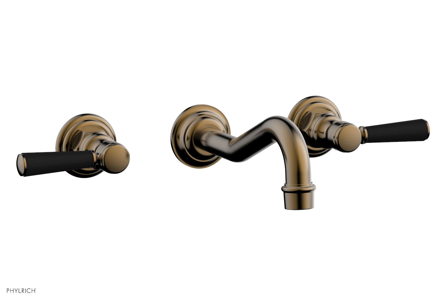 HENRI Wall Lavatory Set - Satin Black Lever Handles 161 12