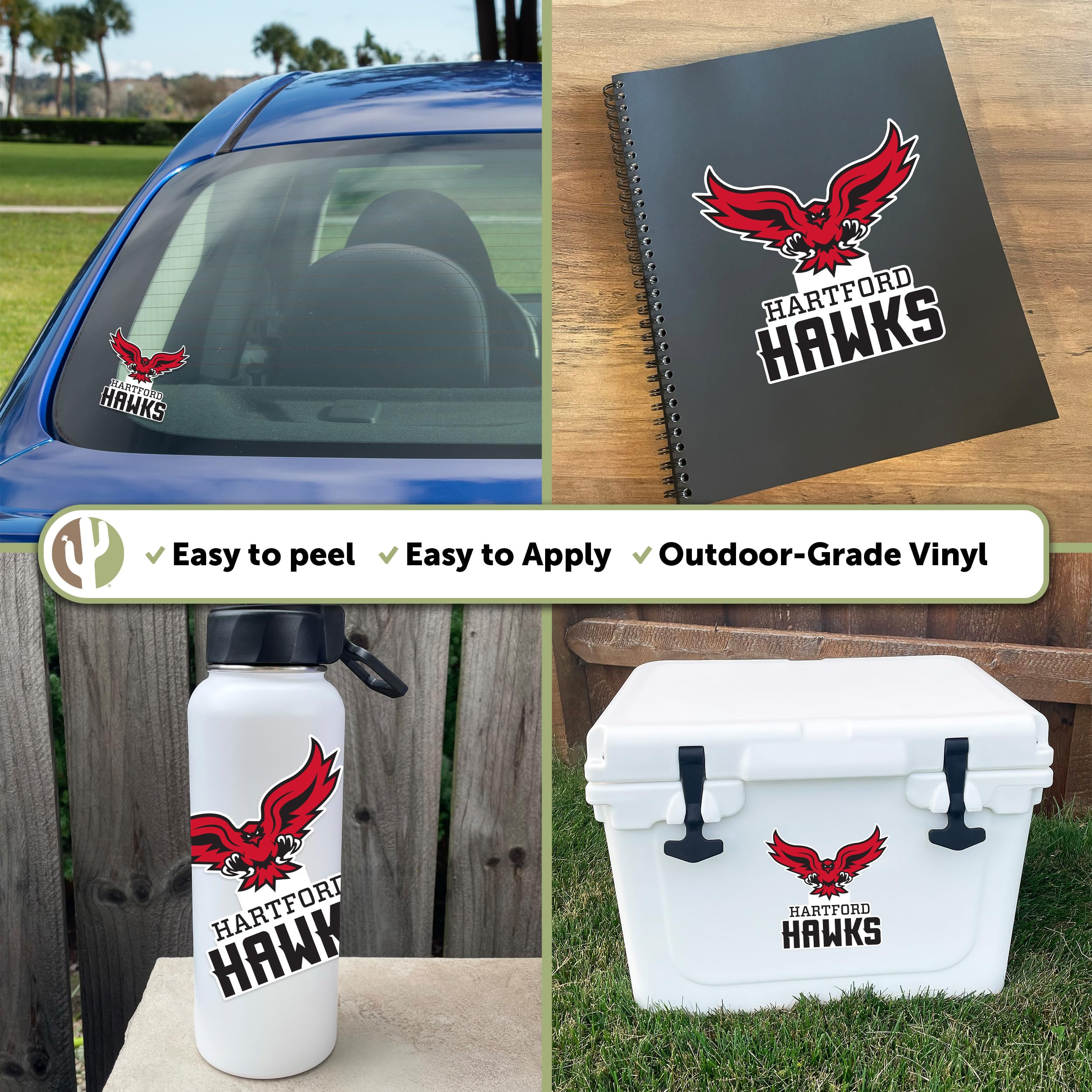 University of Hartford Hawks Desert Cactus Vinyl Decal Sticker - Waterproof Laptop, Water Bottle, Car, Scrapbook Decor - Perfect for College Students, Alumni Gifts & School Spirit Accessories