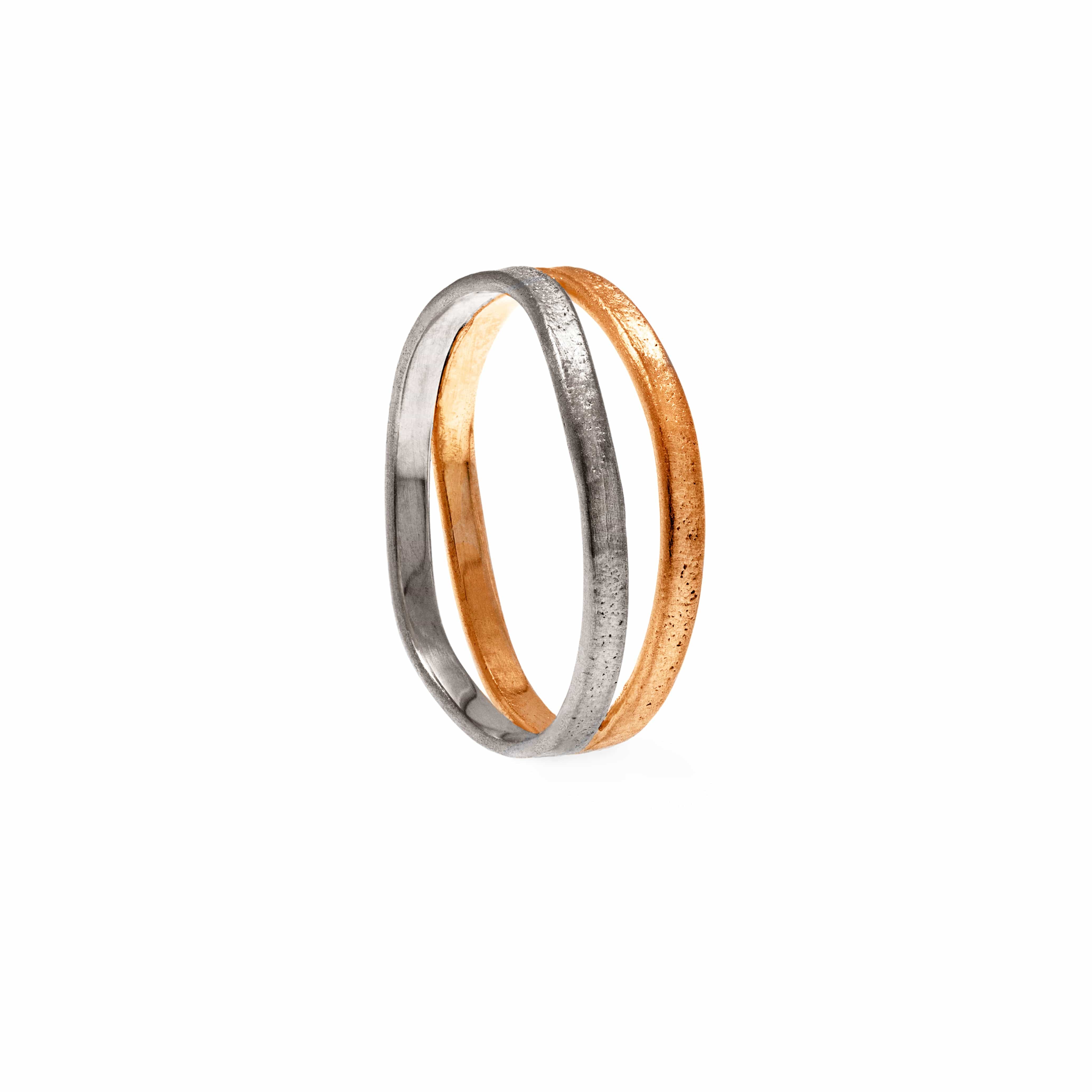 18K Gold & Sterling Silver Two-Tone Nest Wedding Ring for Women & Men - Elegant Stackable Band for Engagement, Anniversary & Everyday Wear