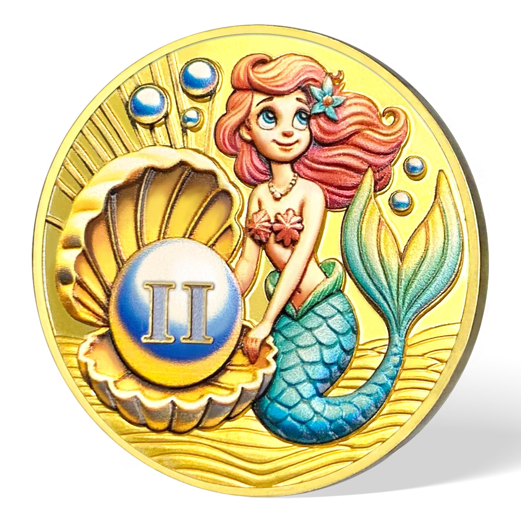 2 Year Sobriety Coin - Pearl Mermaid AA Medallion for Alcoholics Anonymous | Sobriety Gifts for Men & Women | Anniversary Chip for Celebrating Clean Living & Recovery Milestones | Perfect for AA Meetings, 12-Step Programs & Sober Anniversaries