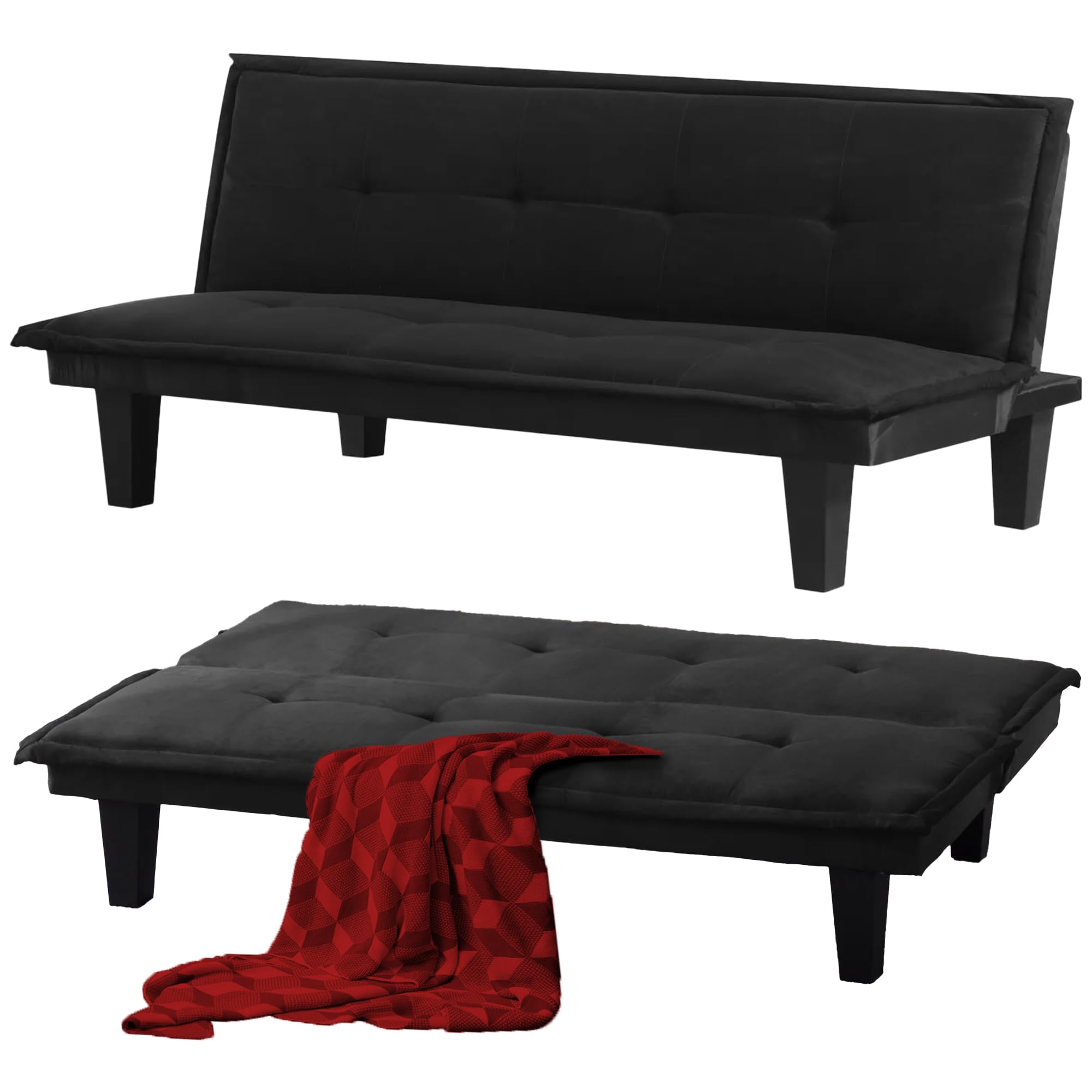 Yoyomax Convertible Futon Sofa Bed - Breathable Fabric Foldable Couch for Small Spaces, 62