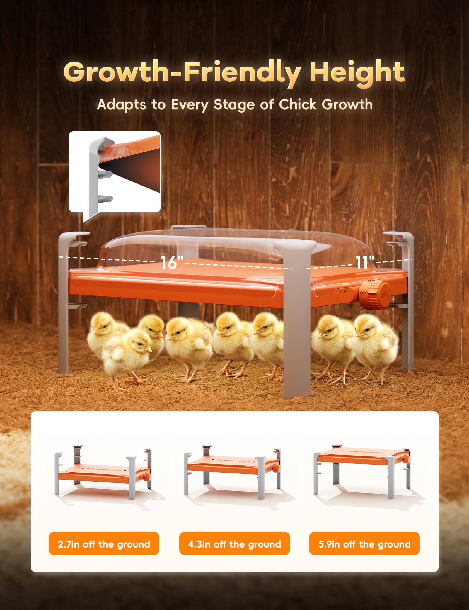 200W Smart Chicken Coop Heater with Built-in Temperature Sensor - Adjustable Brooder Heating Plate for 25 Chicks - UL Certified Poultry Heater Compatible with Timers & Thermostats - Perfect for Winter Chicken Care, Egg Hatching & Poultry Farming