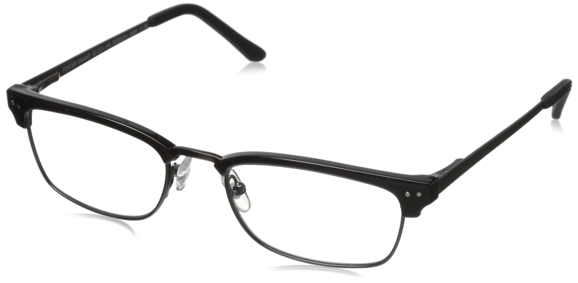 Foster Grant Men's Wally Rectangular Reading Glasses +1.00 to +4.00 Strength - Lightweight Comfortable Eyewear for Reading, Computer Work & Driving