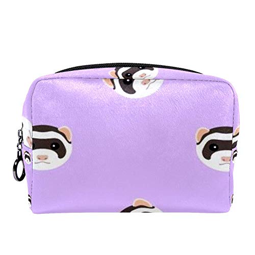 Cute Ferret Print Makeup Pouch - Portable Cosmetic Bag for Travel, Multifunctional Toiletry Organizer | Perfect for Makeup Brushes, Lipsticks & Travel Essentials