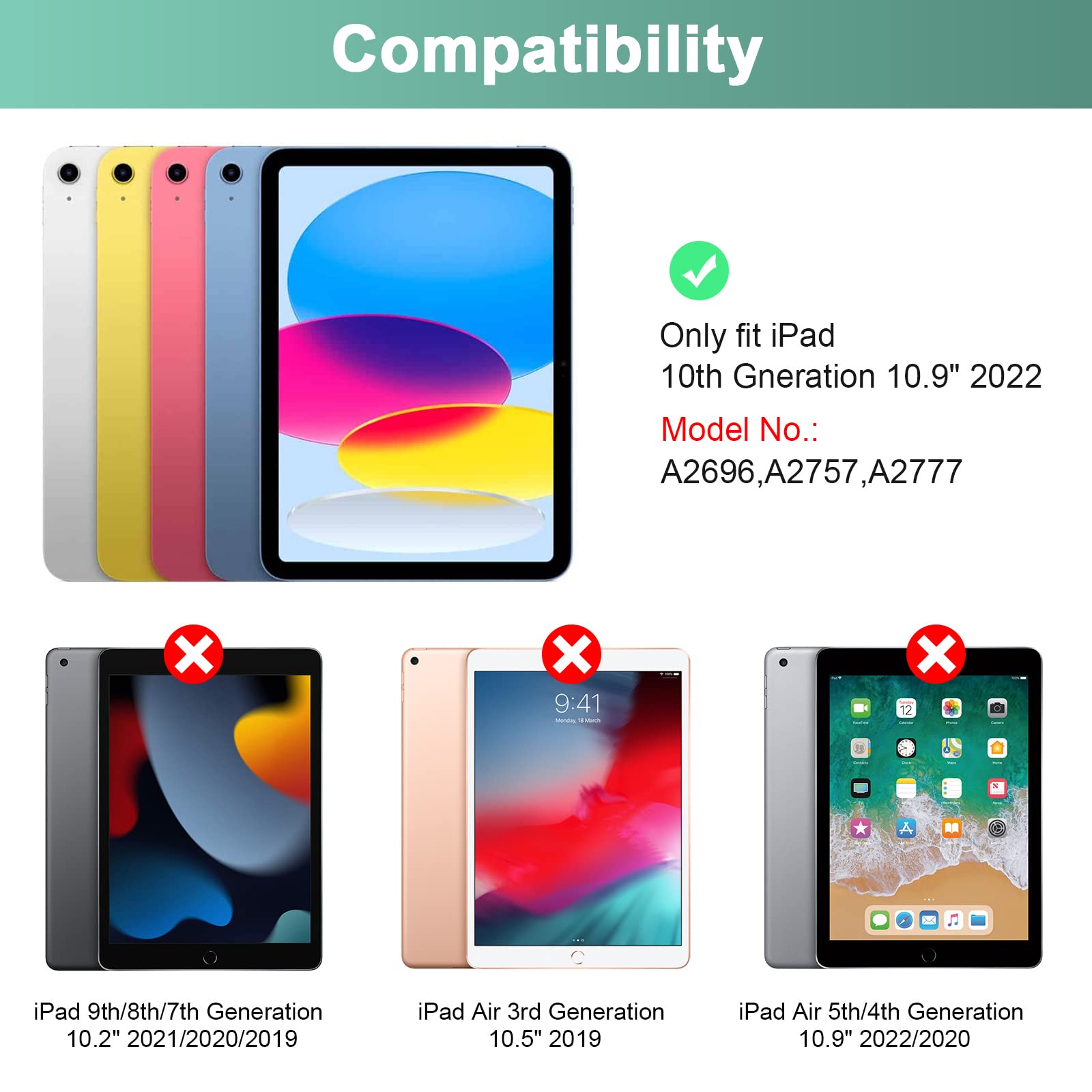 Soppy Slim Keyboard Case for iPad 10th Generation (2022) - Detachable Wireless Bluetooth Keyboard with Apple Pencil Holder - Lightweight Protective Cover for Work, Study & Travel