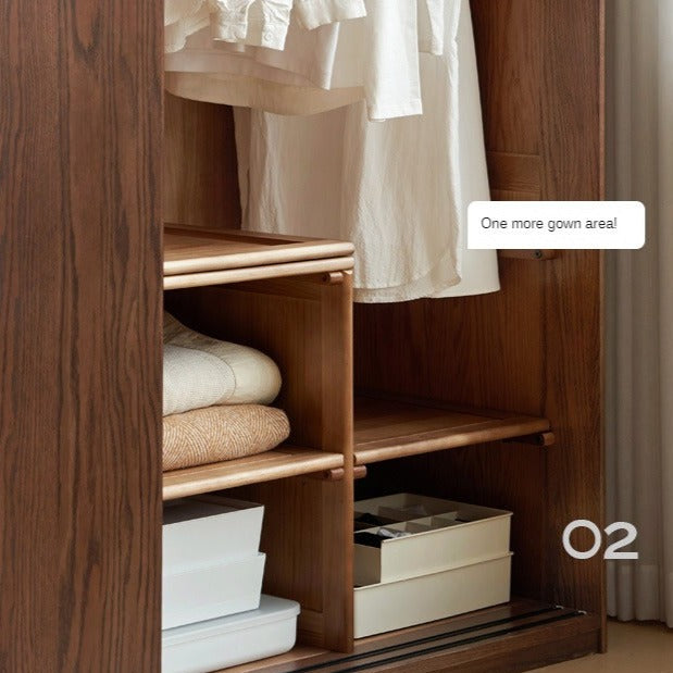 Solid Oak Wood Sliding Door Wardrobe Closet - Modern & Spacious Storage for Bedroom, Walk-In Closet, or Living Room Organization