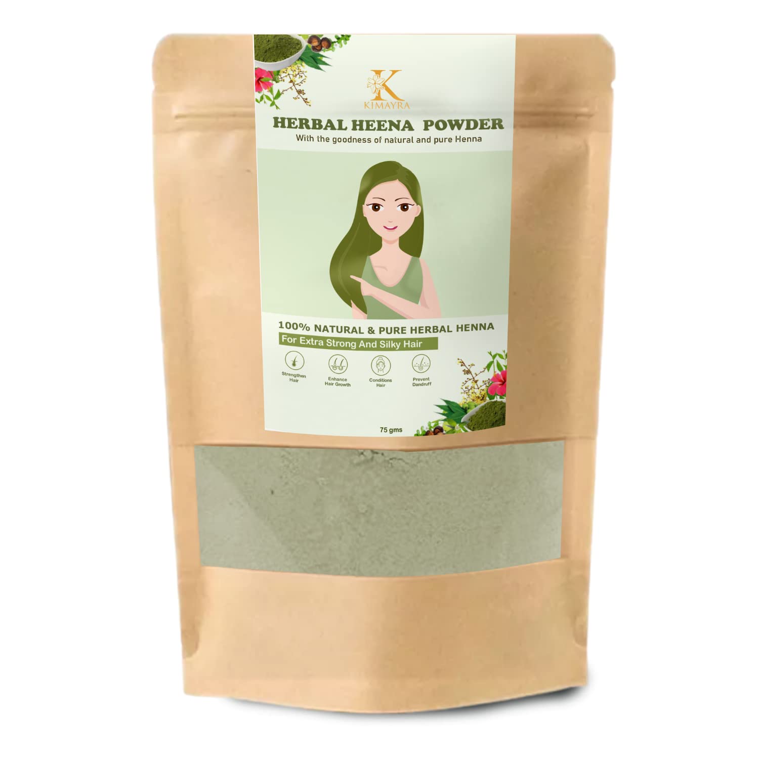 Kimayra 100% Natural Herbal Henna Powder for Hair Color & Hair Care | Chemical-Free Hair Fall Control for Strong & Silky Hair | Suitable for Men & Women with All Hair Types | Pack of 2 (75g Each) | Perfect for DIY Hair Coloring, Natural Hair Treatment & Ayurvedic Hair Care at Home