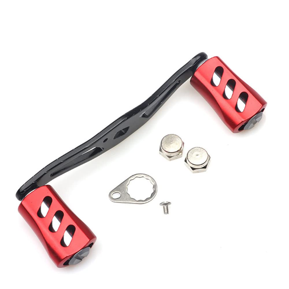 Fishing Reel Handle Replacement - Double Rocker Arm Grip Baitcast Reel Crank Handle Accessory (Red) | Perfect for Saltwater & Freshwater Fishing Gear Upgrade