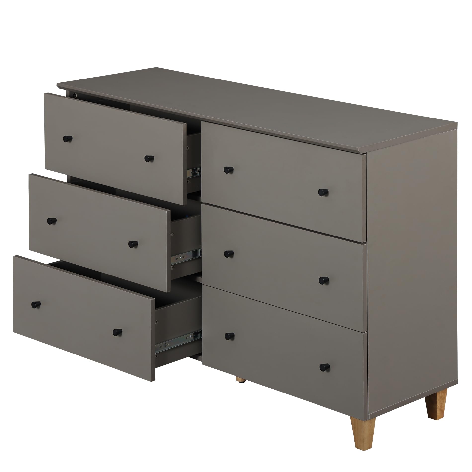 WAMPAT 94.4 Inch 12-Drawer Wood Dresser with 2 Nightstands - Dark Grey Bedroom Furniture Set with Charging Stations | Perfect for Master Bedroom, Guest Room & Apartment Storage