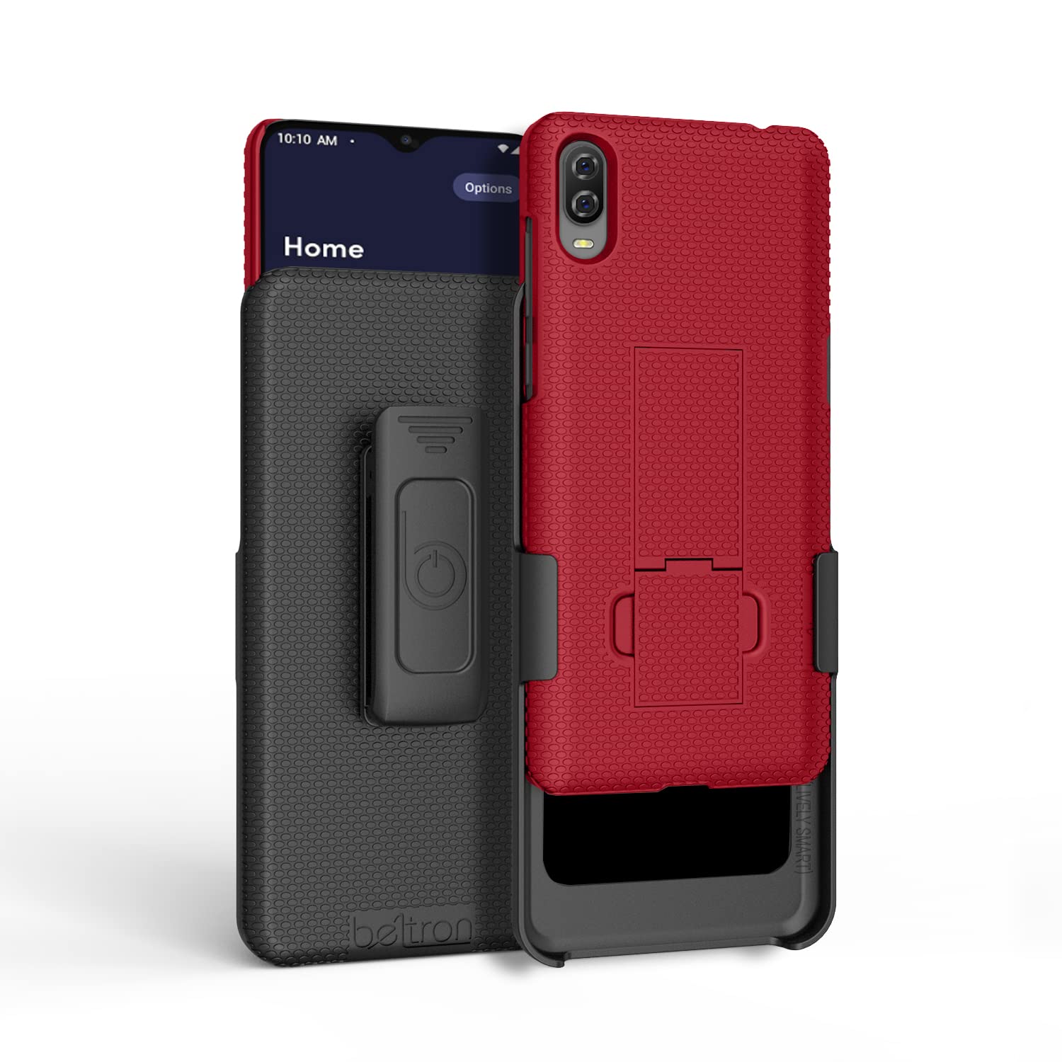 Premium Beltron Slim Protective Case with Kickstand & Belt Clip Holster for Jitterbug Smart3 Phone - Durable Grip Cover for Seniors - Perfect for Everyday Use, Travel & Easy Access (Red)