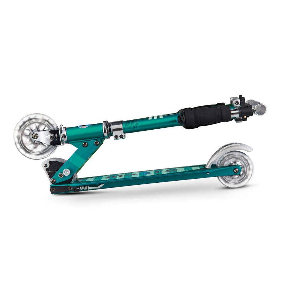 Micro Sprite Kids LED Scooter with Sea Green Stripe - Light Up Electric Kick Scooter for Boys & Girls Ages 5-12 - Perfect for Neighborhood Rides, Park Adventures & Commuting to School
