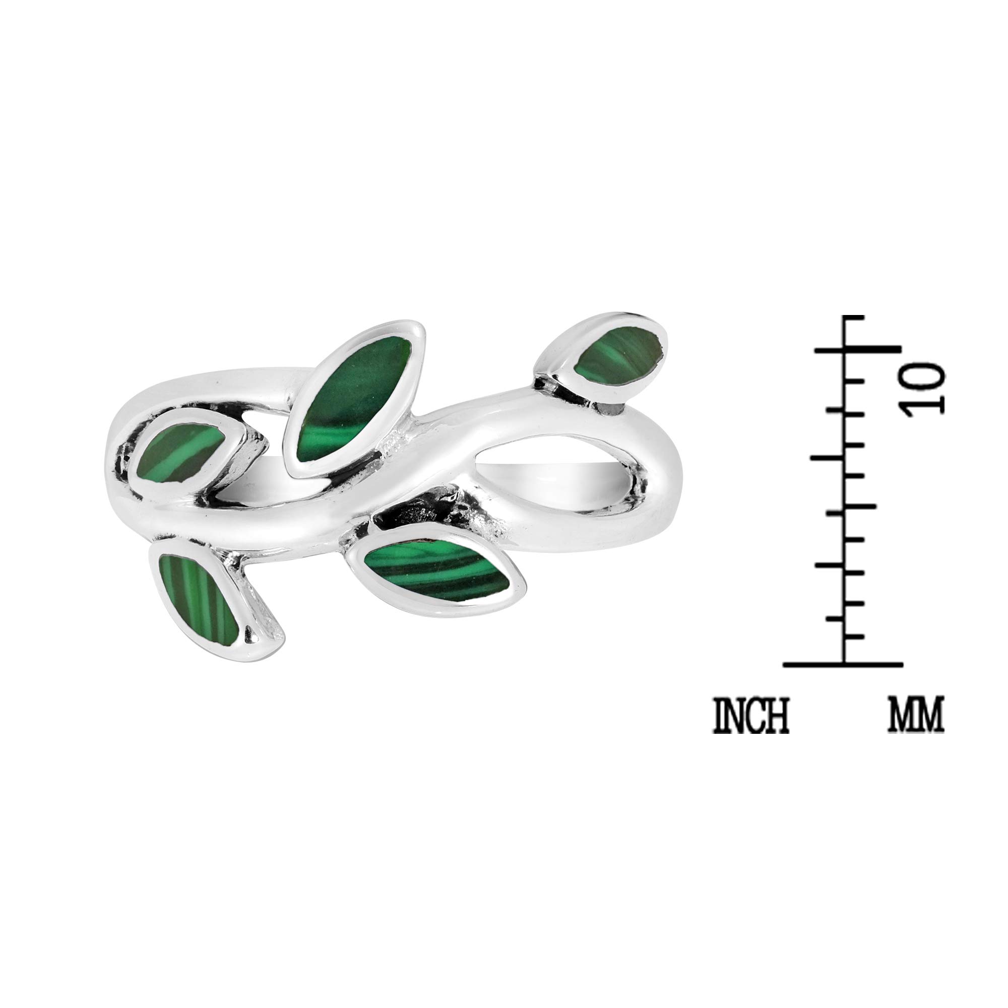 Aeravida Wraparound Branch Simulated Green Malachite Leaves .925 Sterling Silver Ring for Women | Elegant Wedding Band, Trendy Comfort Fit Jewelry | Perfect Gift for Daughter, Wife, Girlfriend | Available in Sizes 7-10 | Ideal for Weddings, Anniversaries, and Special Occasions