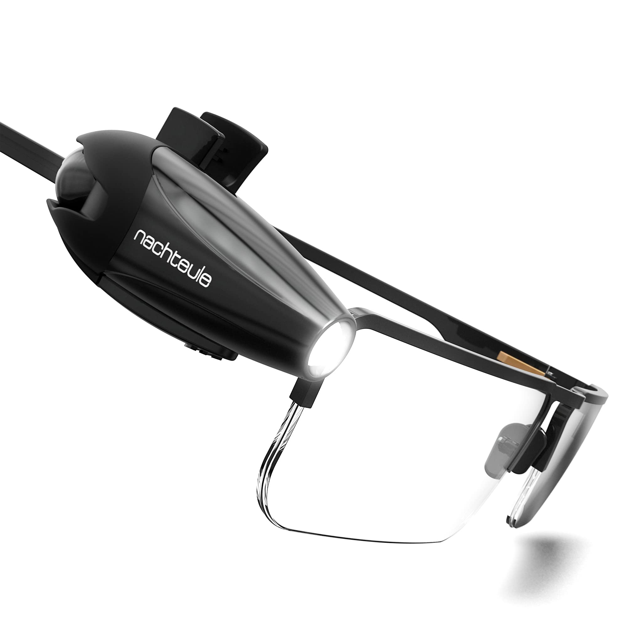 Rechargeable LED Reading Light for Glasses, Headphones & Headbands - Adjustable Clip-On Book Light with Protective Case - Made in Germany - Perfect for Night Reading, Travel & Studying