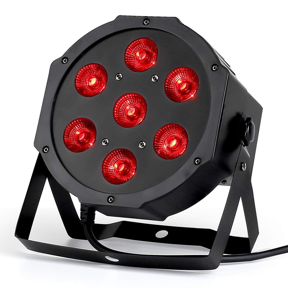 7x18W RGBWA UV LED Par Light - DMX512 & Sound Activated DJ Lighting for Stage, Club, Party, Wedding, Disco Events | Professional Grade 6-in-1 Stage Light with Rigorous Testing | Perfect for Live Performances, Nightclubs, and Event Lighting
