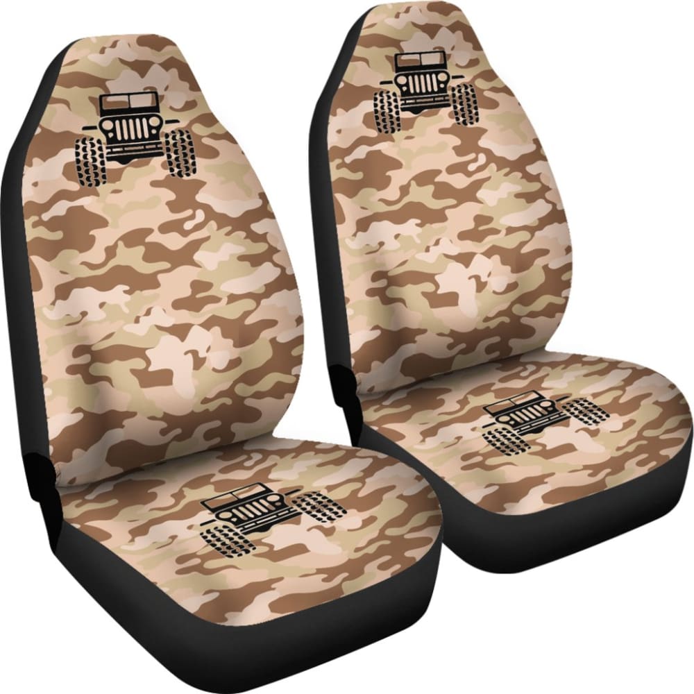 Premium Brown Camouflage Tan Jeep Seat Covers - Durable & Stylish Car Accessories for Wrangler, Cherokee & Grand Cherokee - Perfect for Off-Road Adventures & Daily Commutes