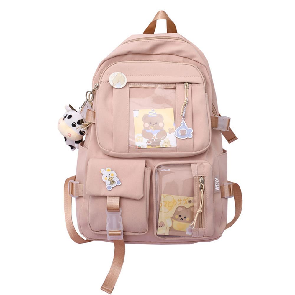 Cute Kawaii Backpack for School - Aesthetic Pink Backpack with Pins for Girls & Boys | Perfect for School, Travel & Everyday Use