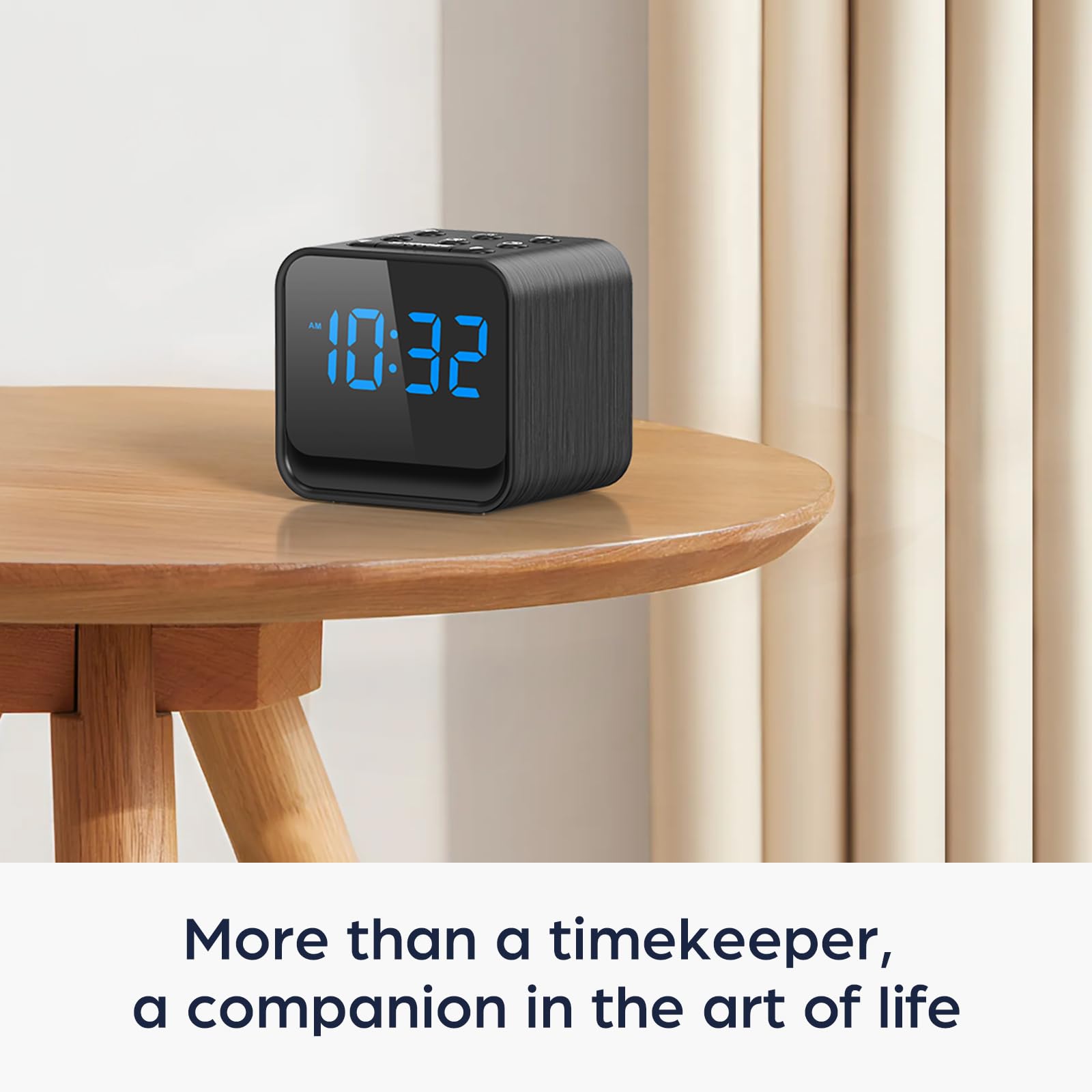 HOUSBAY Wooden Alarm Clock with Dimmable Display - Sleep-Friendly LED Night Light, FM Radio & Gentle Wake-Up Alarm - Perfect for Bedroom, Office and Gift Giving