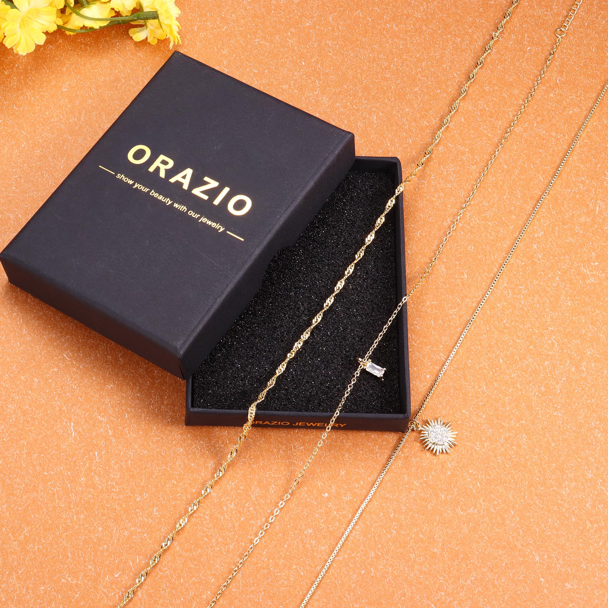 14K Gold Plated Layered Necklace Set for Women - Elegant Choker & Dainty Chain Pendant Necklaces | Trendy Stackable Jewelry Gift for Her | Perfect for Date Nights, Office Wear & Special Occasions