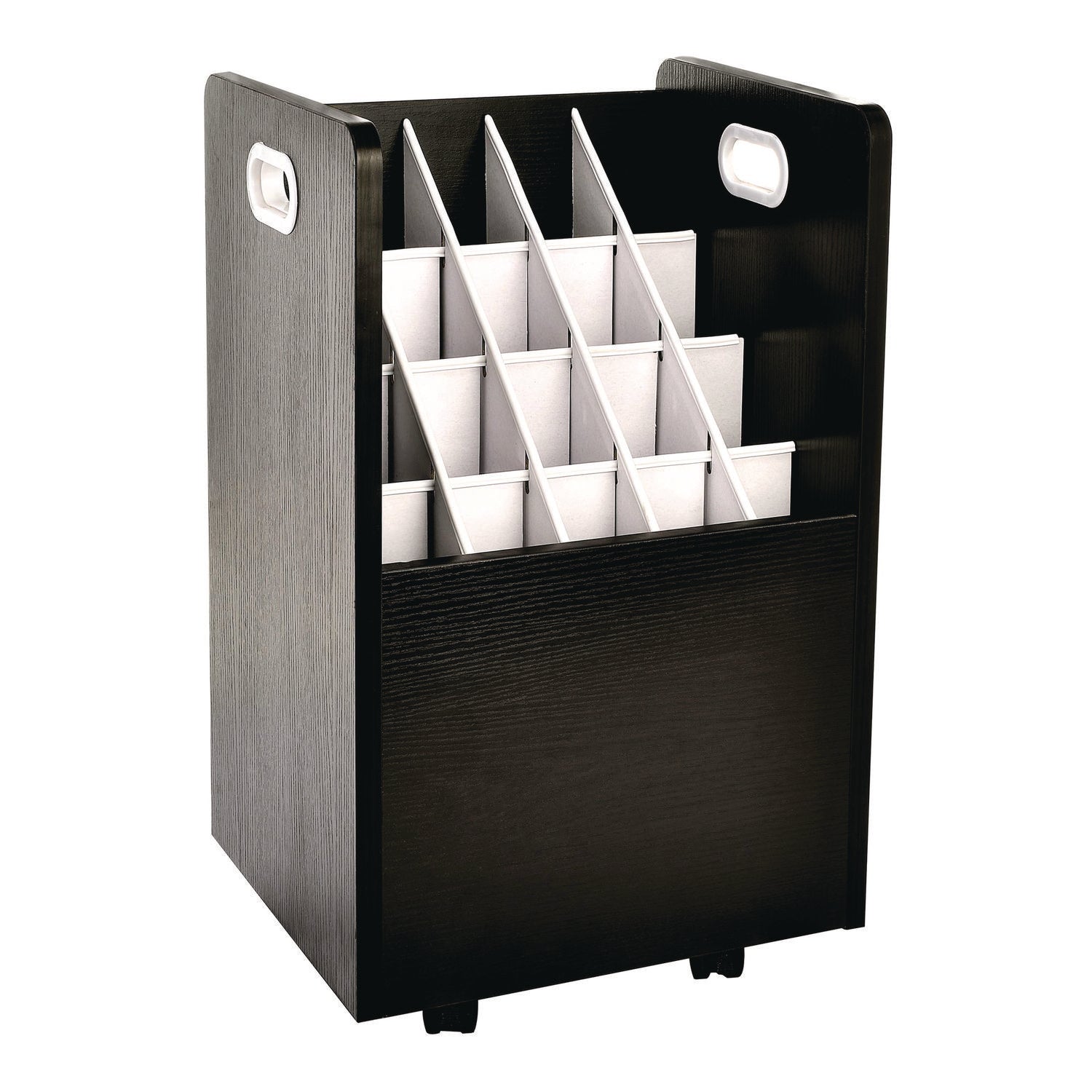 AdirOffice 20-Slot Mobile Rolling Blueprint Storage Cabinet - Wooden File Organizer for Large Documents (15.25