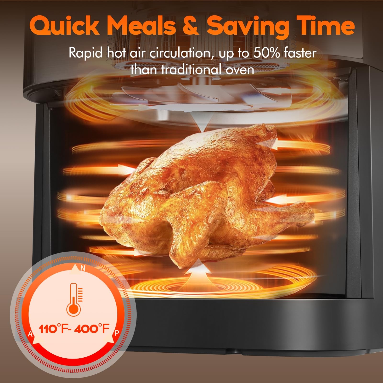 6.2 Qt 1500W Large-Capacity Air Fryer with Non-Stick Basket - 8-in-1 Multi-Function Digital Air Fryer with Preset Modes for Healthy Low-Oil Cooking - Perfect for Family Meals, Snacks & Quick Weeknight Dinners