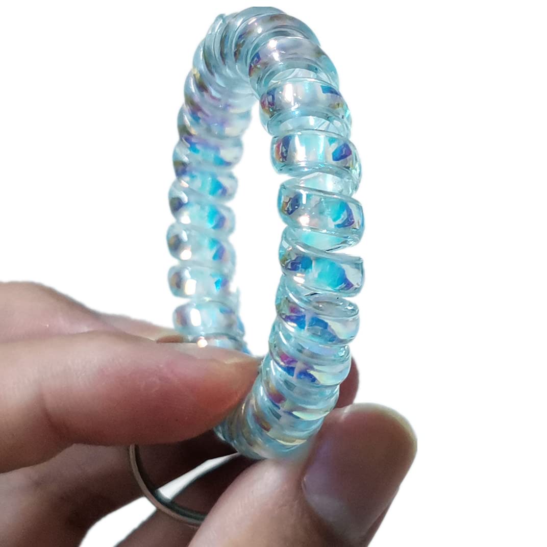 Iridescent Spiral Stretch Keychain Wristband - Pack of 5 | Spring Coil Ring Holder & Bracelet for Keys, Phone, Wallet | Perfect for Gym, Office, Travel & Daily Use