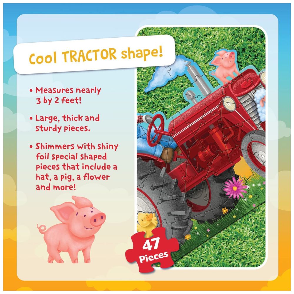 Peaceable Kingdom Shiny Tractor Floor Puzzle for Kids - 24-Piece Educational Farm Toy for Early Learning & Playtime Fun - Perfect for Preschoolers' Cognitive Development & Family Game Night