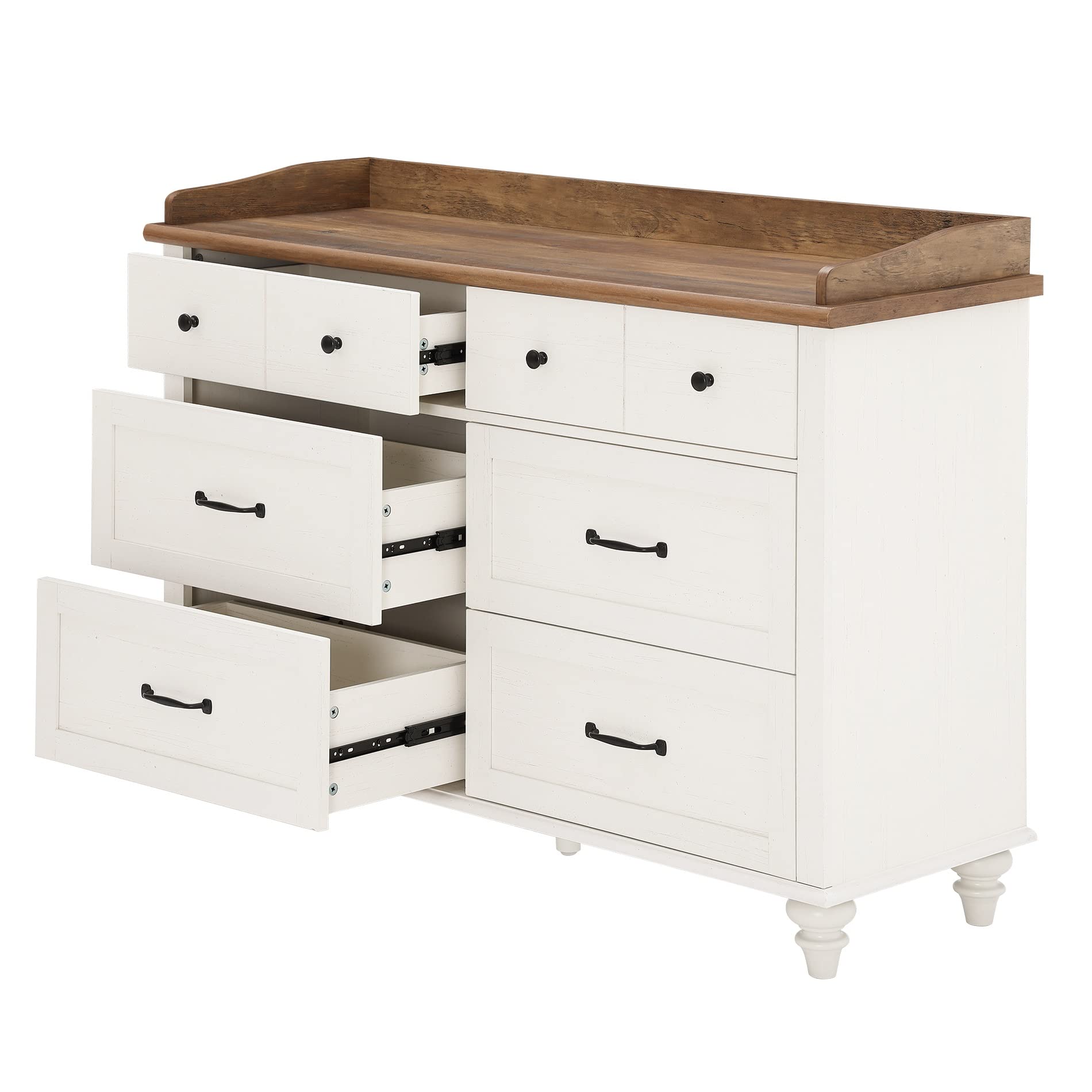 WAMPAT White 6-Drawer Dresser for Bedroom - Mid Century Modern Kids Dresser with Metal Slides & Solid Wood Legs - Sturdy Storage Cabinet Organizer for Nursery, Kids Room & Bedroom Decor