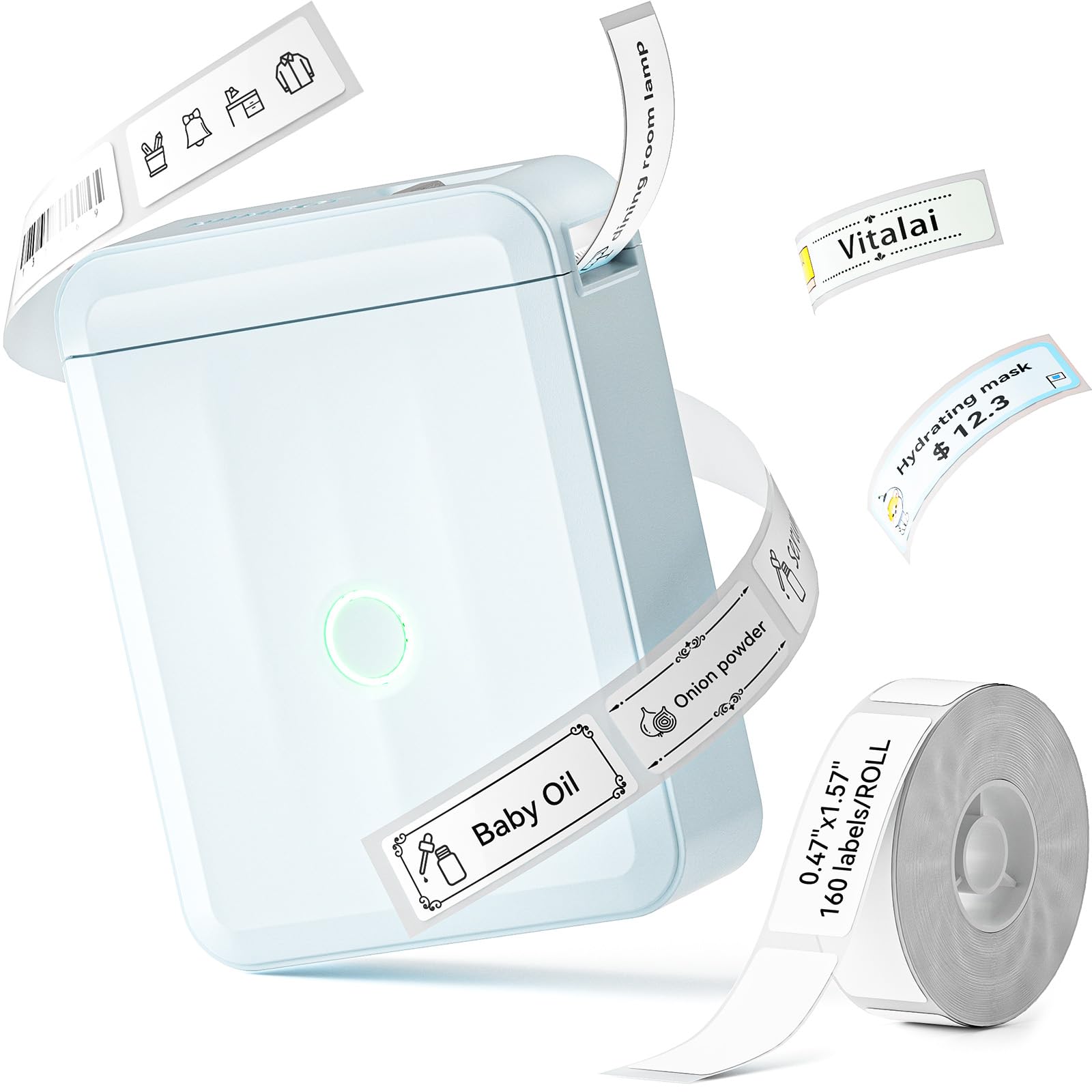 NIIMBOT D110 Bluetooth Label Maker Machine - Handheld Thermal Label Printer with Tape, Sticker Maker for Home, Office, Kitchen & School Organization | Perfect for Labeling Storage Boxes, Files & School Supplies (Blue)